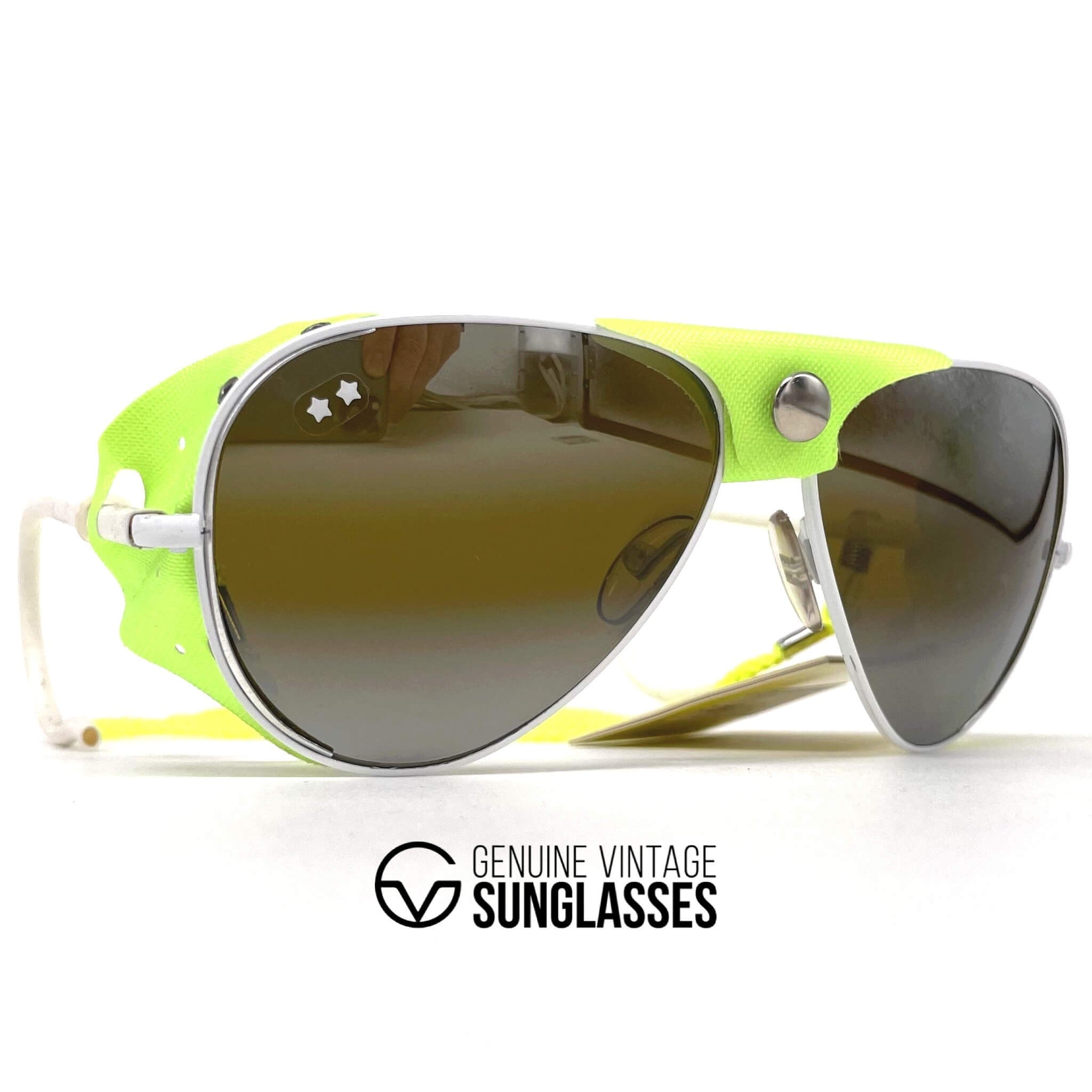 Vintage CEBE 0196 sport white green metal glacier sunglasses