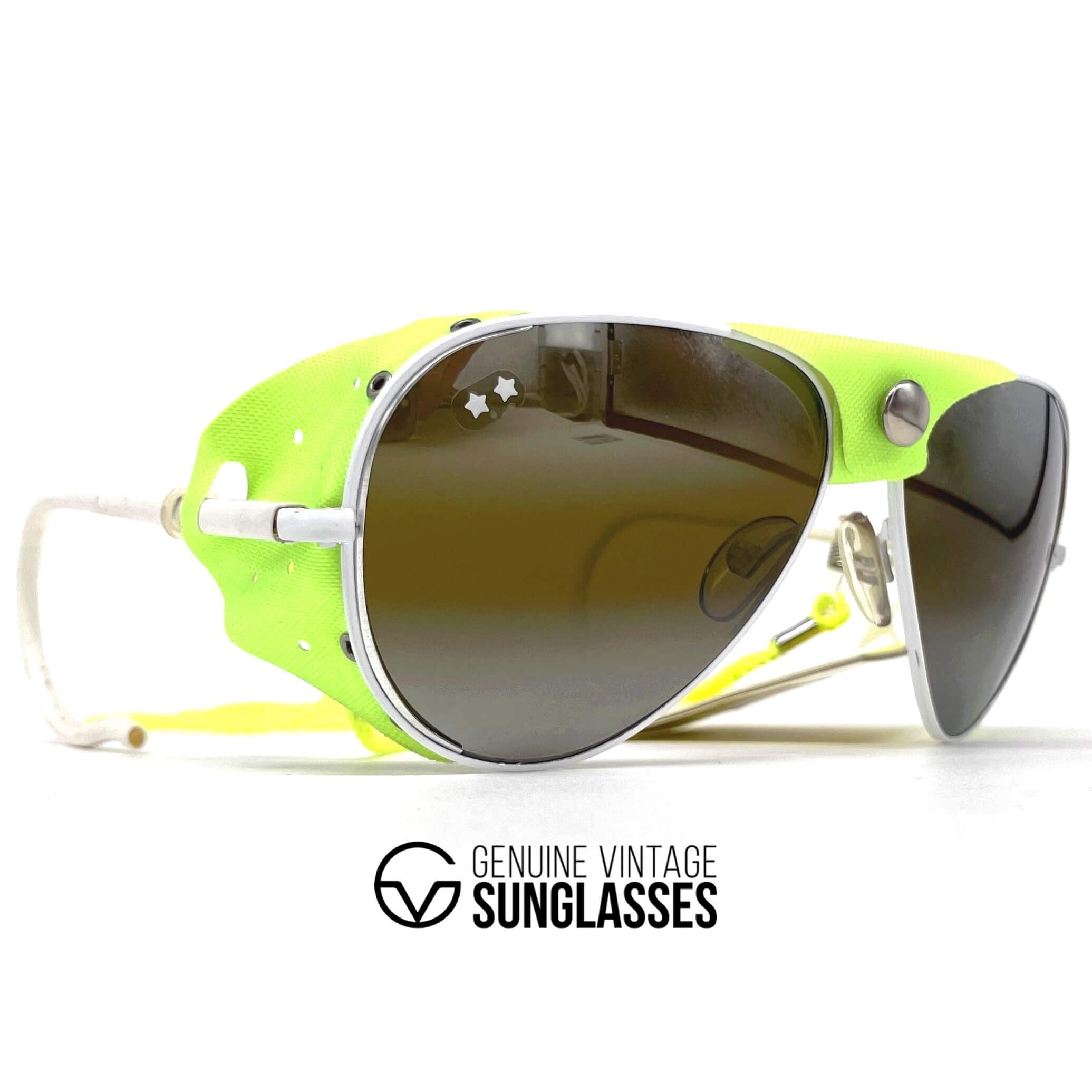 Vintage CEBE 0196 sport white green metal glacier sunglasses