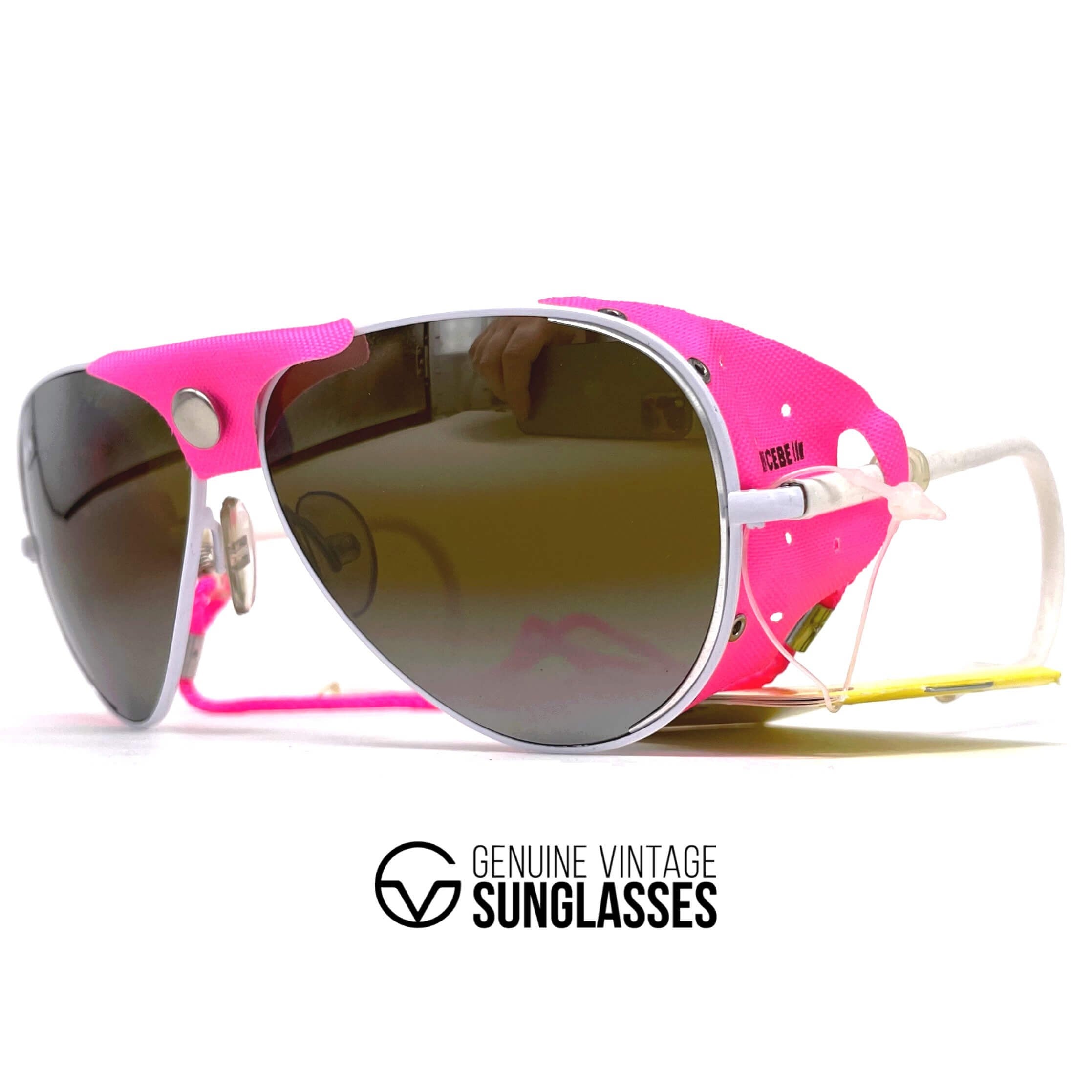 Vintage CEBE 0196 sport white pink metal glacier sunglasses