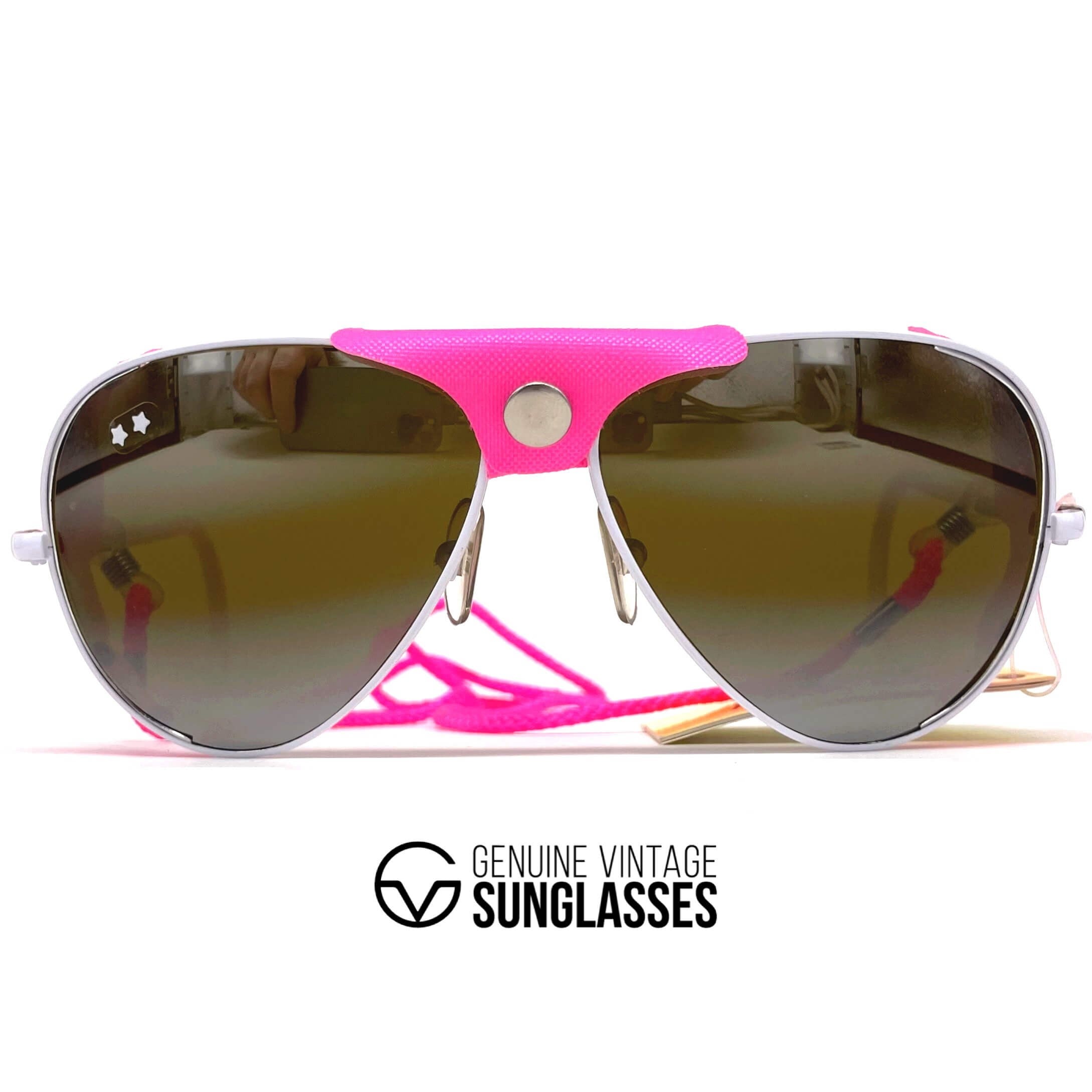 Vintage CEBE 0196 sport white pink metal glacier sunglasses