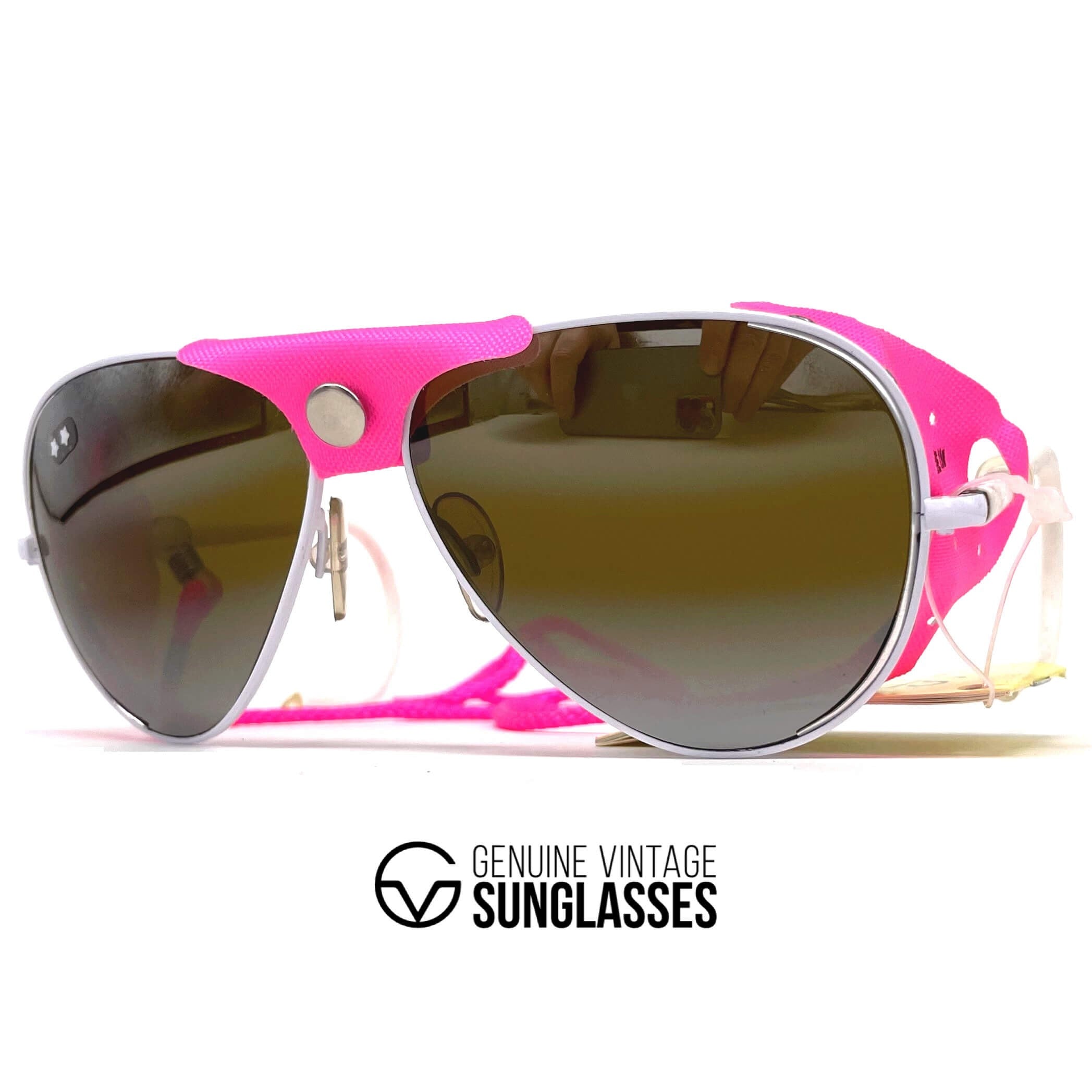 Vintage CEBE 0196 sport white pink metal glacier sunglasses