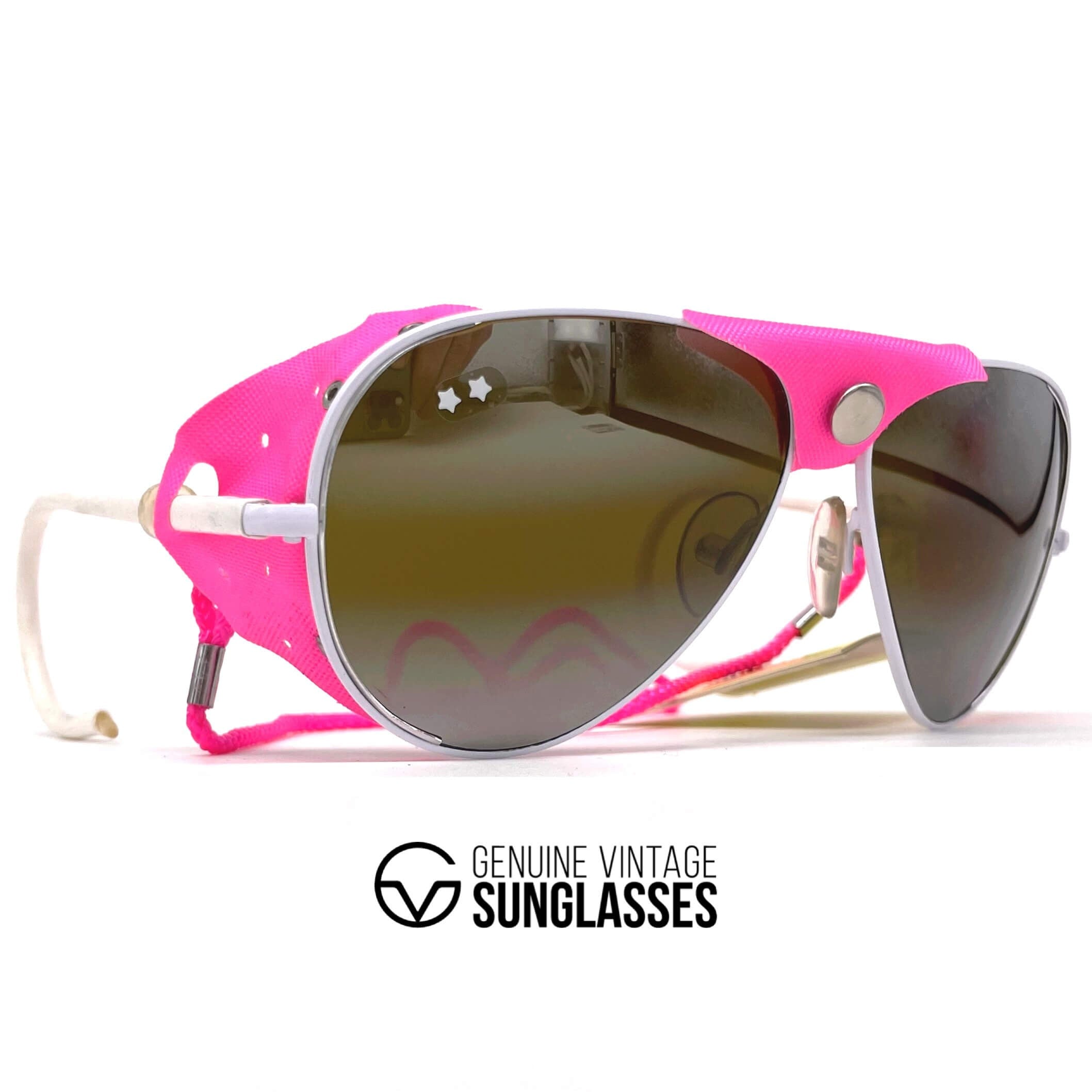 Vintage CEBE 0196 sport white pink metal glacier sunglasses