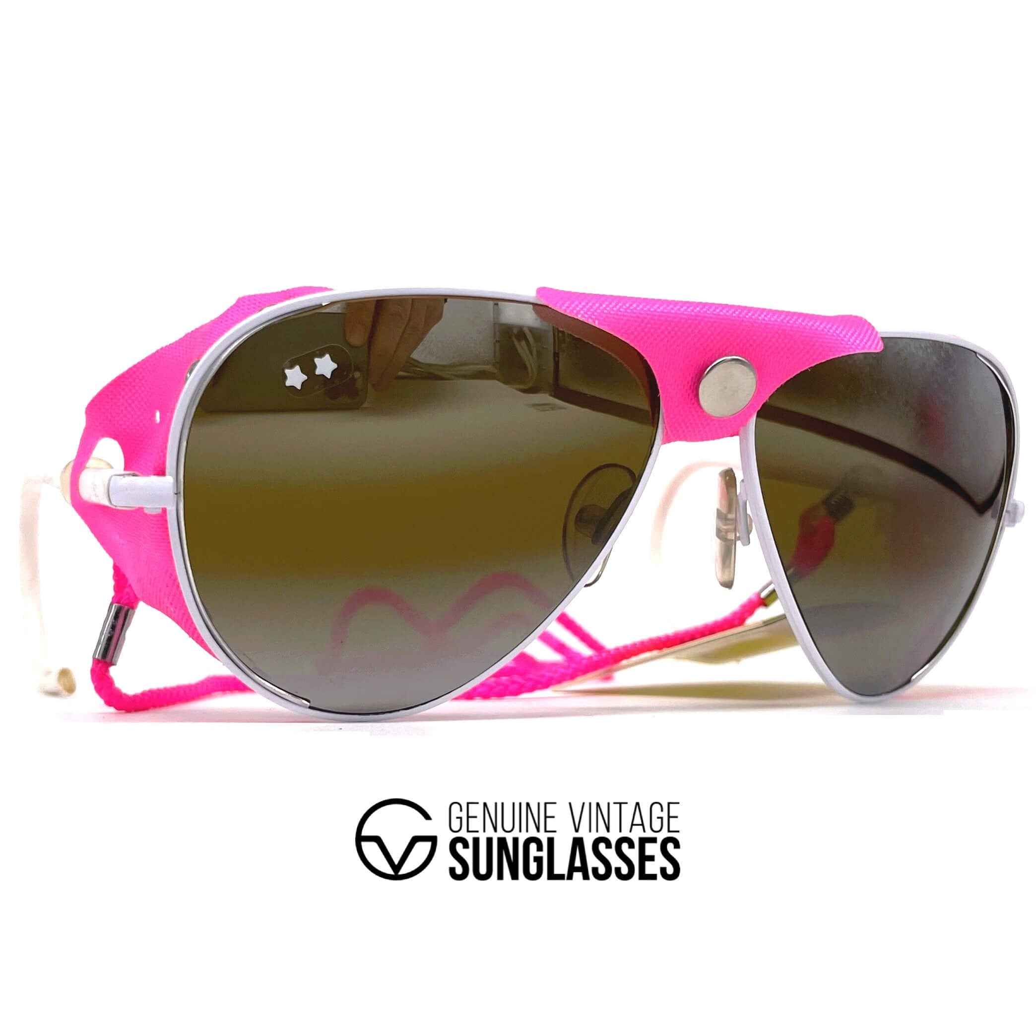 Vintage CEBE 0196 sport white pink metal glacier sunglasses