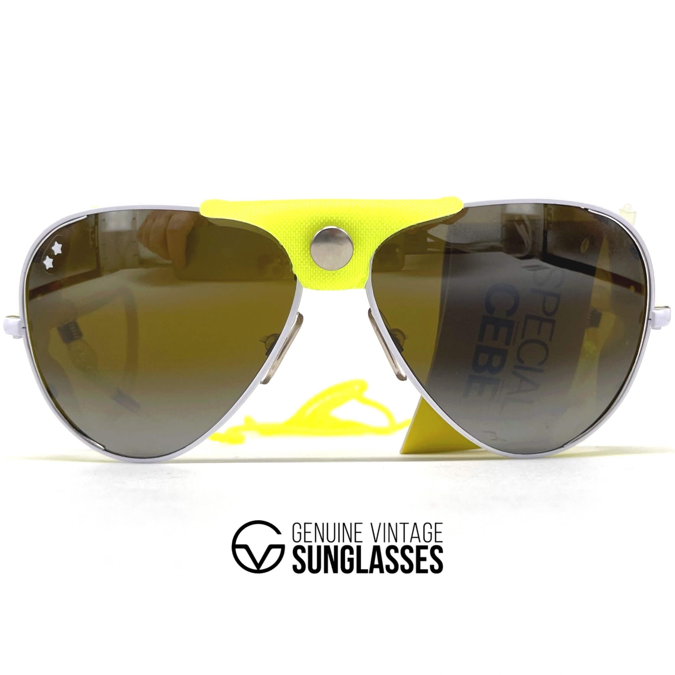 Vintage CEBE 0196 sport white yellow metal glacier sunglasses