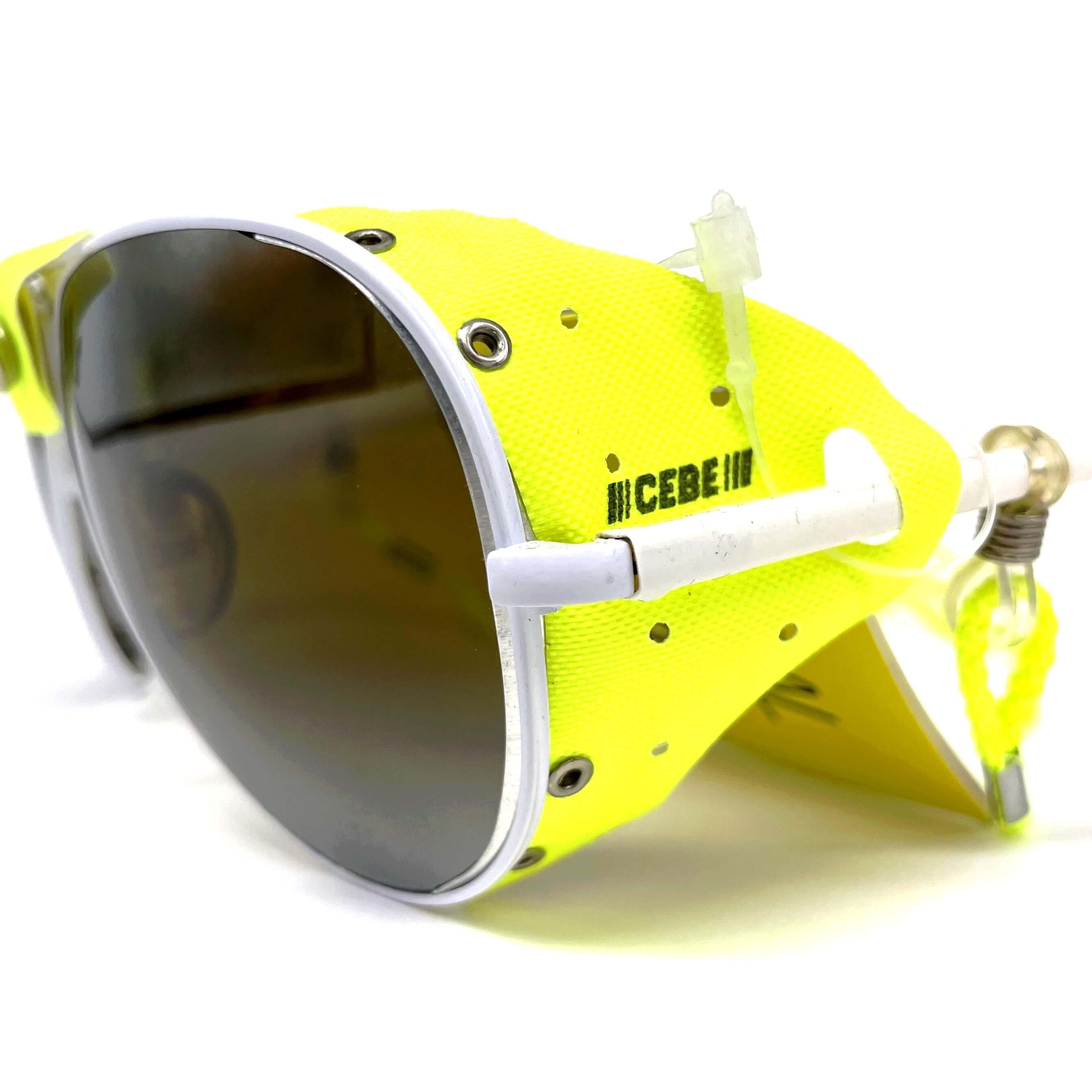 Vintage CEBE 0196 sport white yellow metal glacier sunglasses