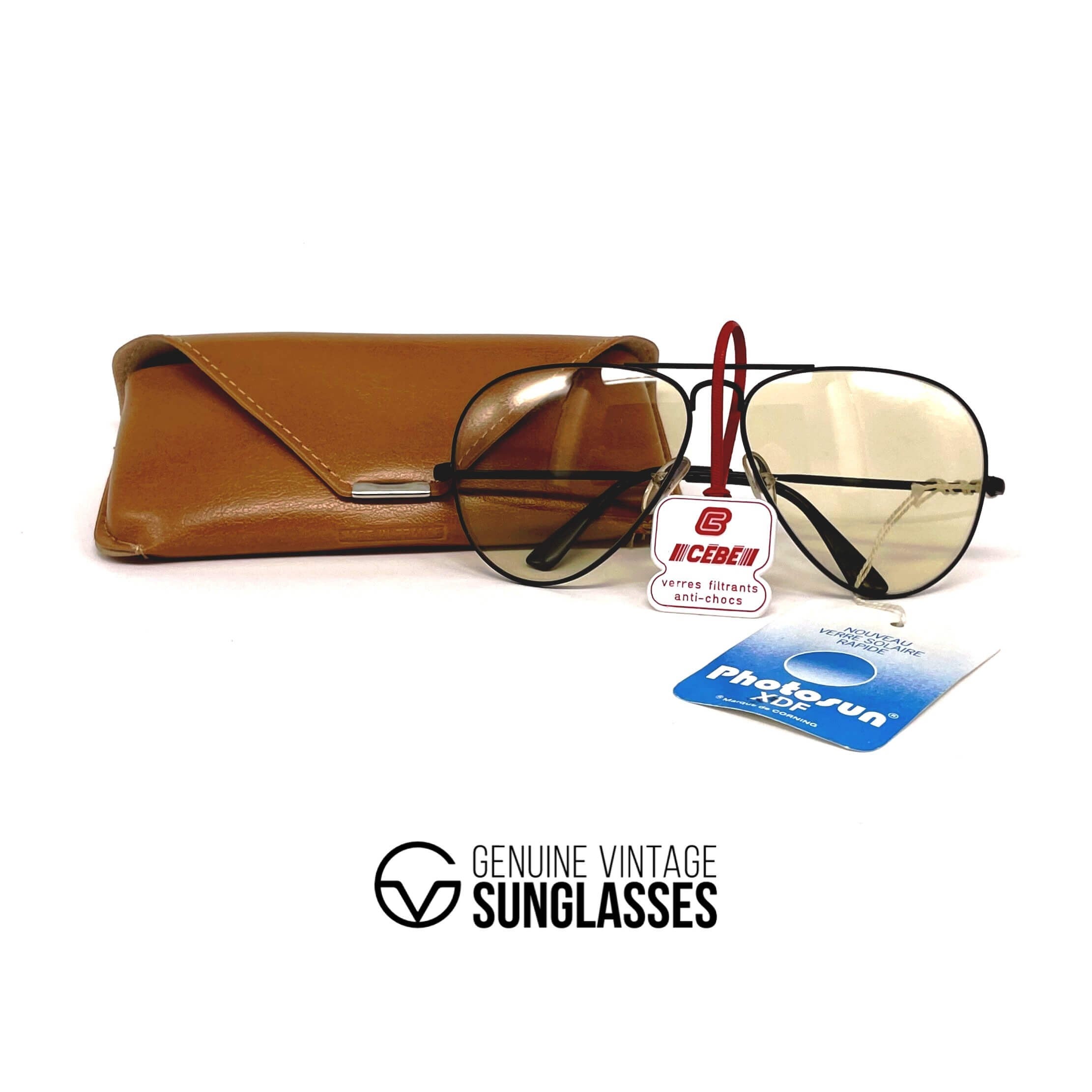 Vintage CEBE 106 Metal black photochromic mineral aviator sunglasses