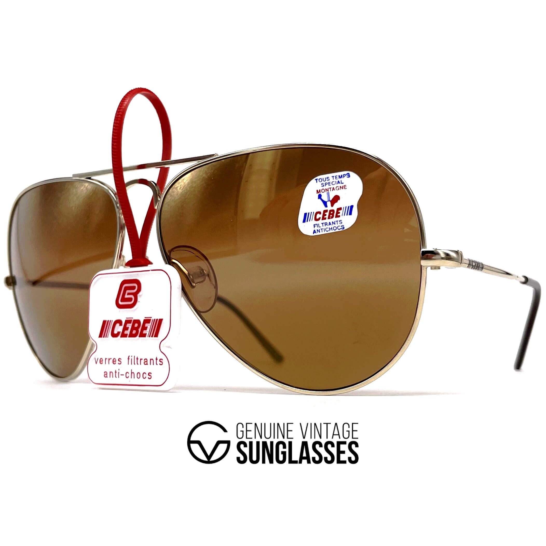 Vintage CEBE 106 Metal gold dual mirrored aviator sunglasses