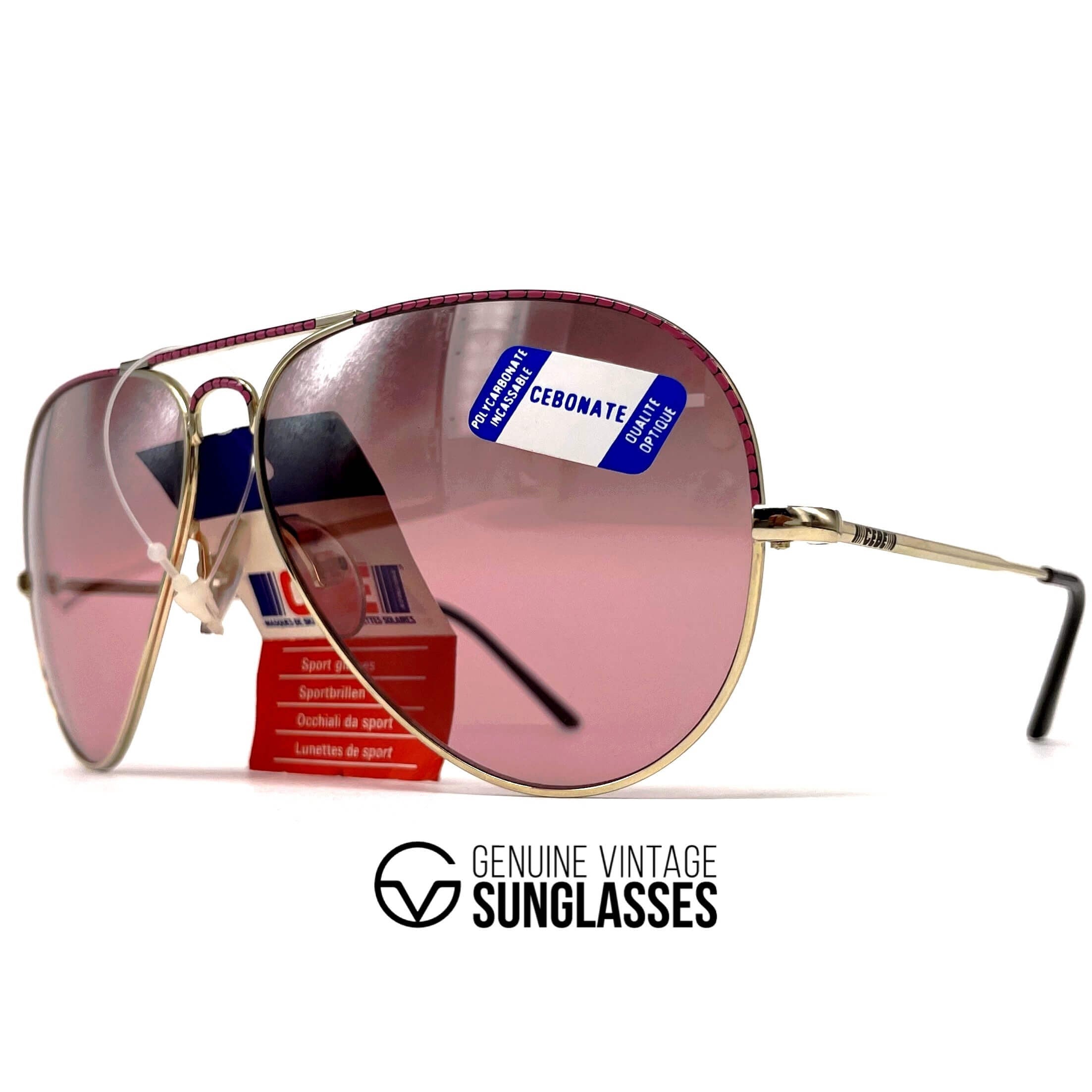 Vintage CEBE 106 Metal gold hand painted mirrored aviator sunglasses
