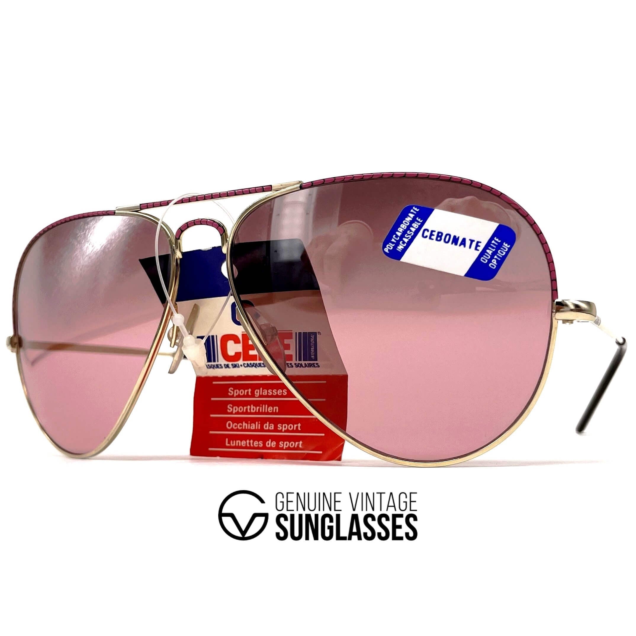 Vintage CEBE 106 Metal gold hand painted mirrored aviator sunglasses