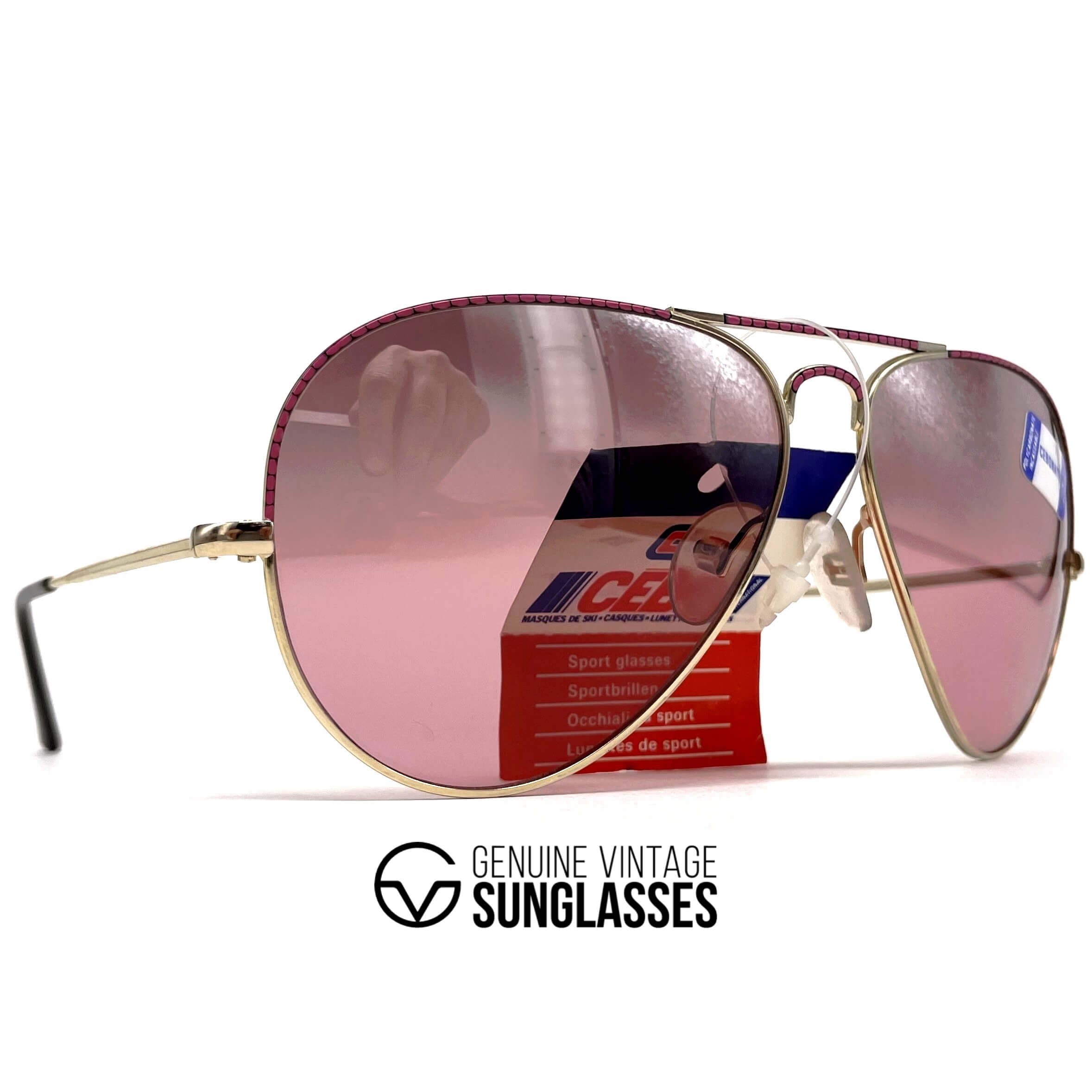 Vintage CEBE 106 Metal gold hand painted mirrored aviator sunglasses