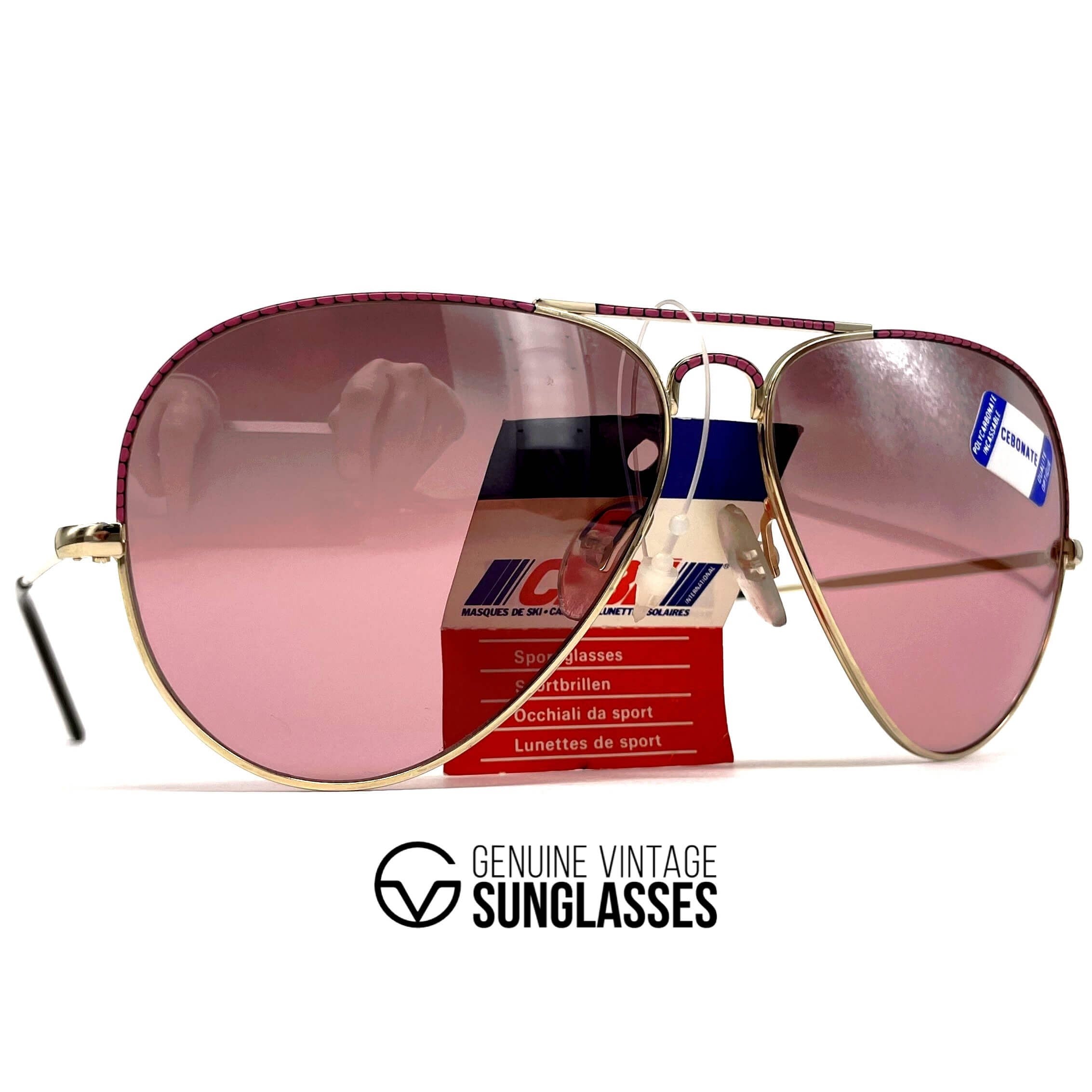 Vintage CEBE 106 Metal gold hand painted mirrored aviator sunglasses