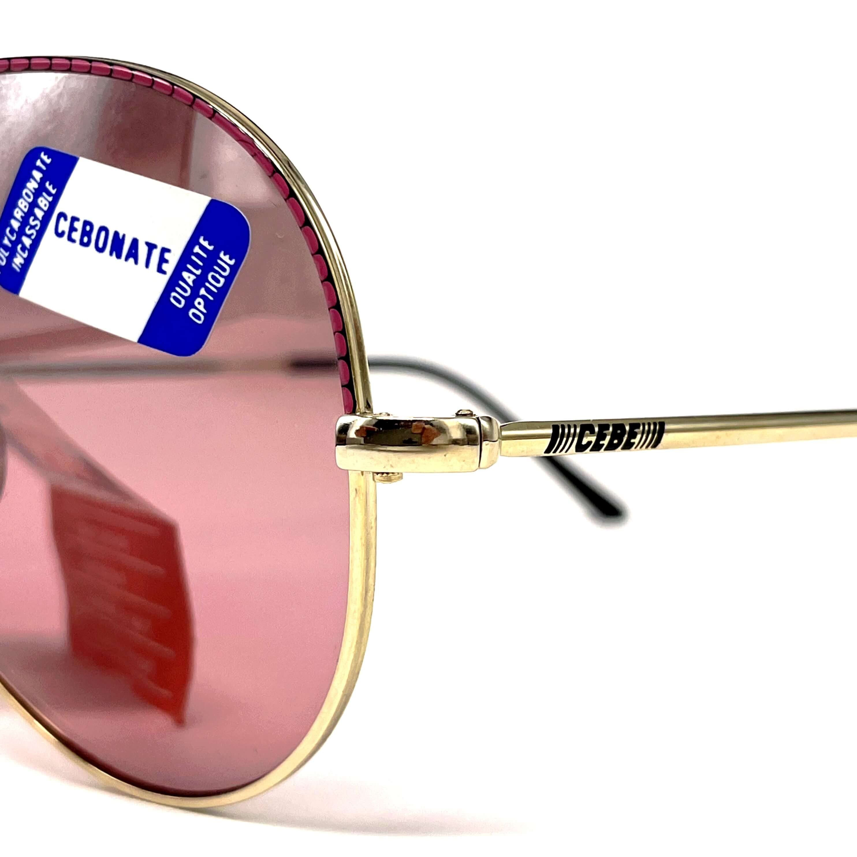 Vintage CEBE 106 Metal gold hand painted mirrored aviator sunglasses