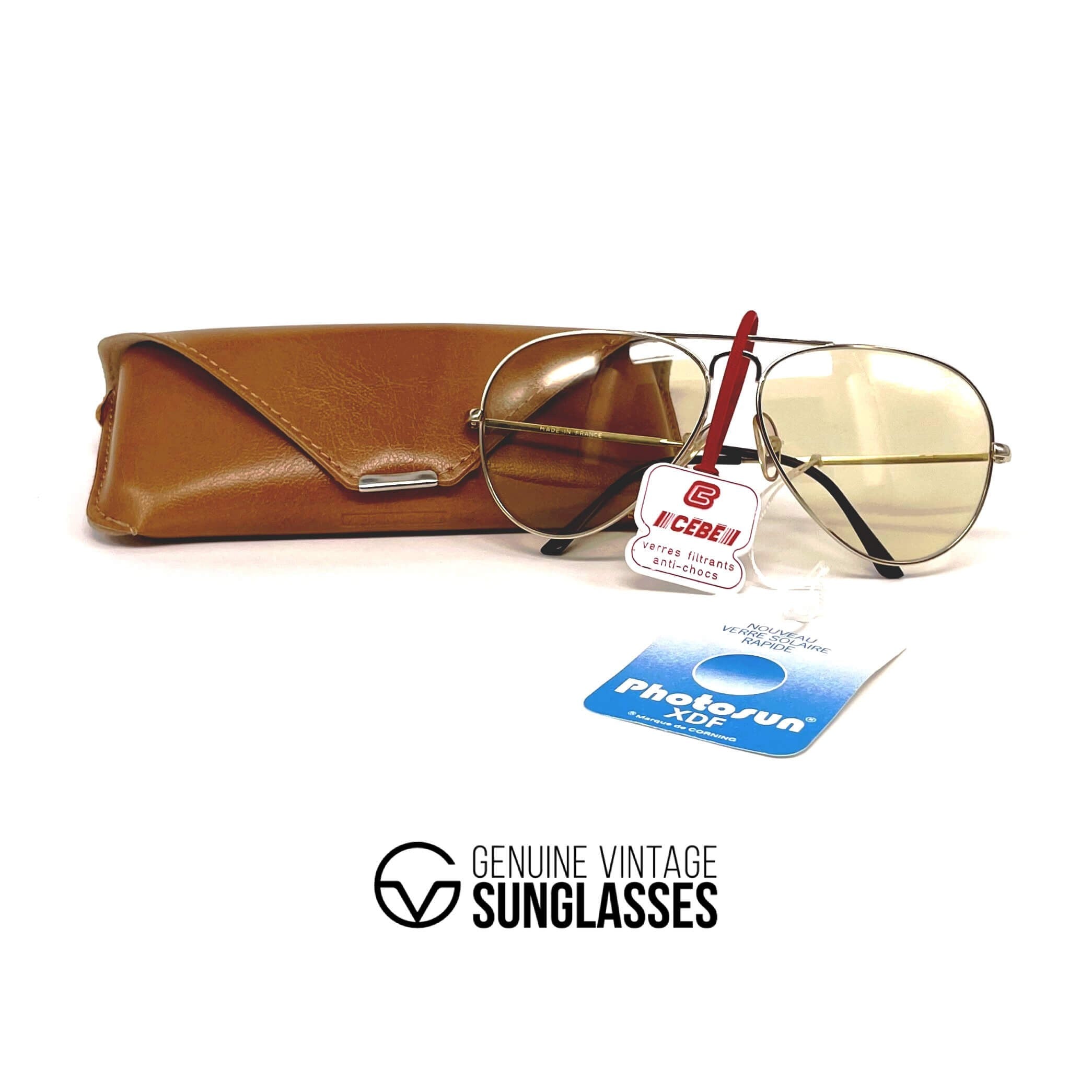 Vintage CEBE 106 Metal gold photochromic mineral aviator sunglasses