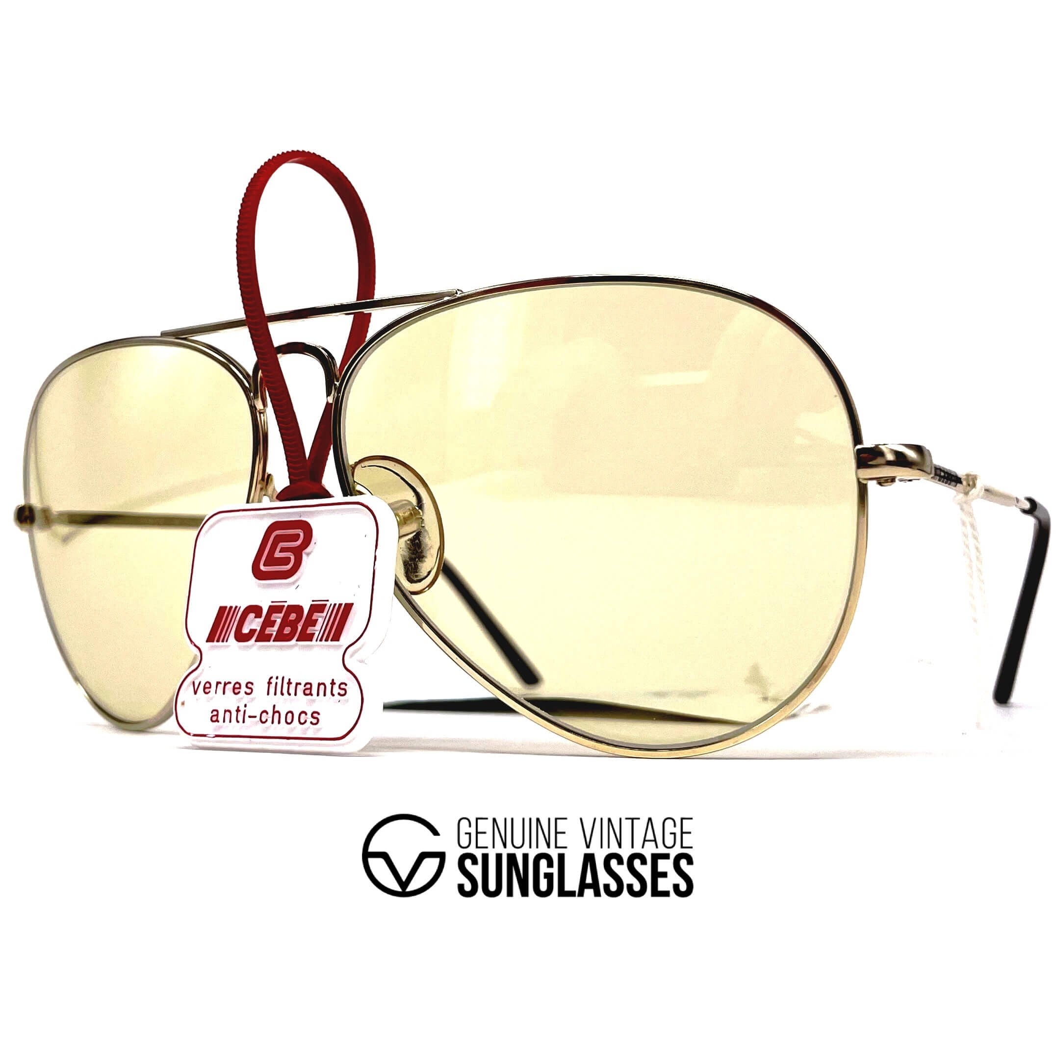 Vintage CEBE 106 Metal gold photochromic mineral aviator sunglasses