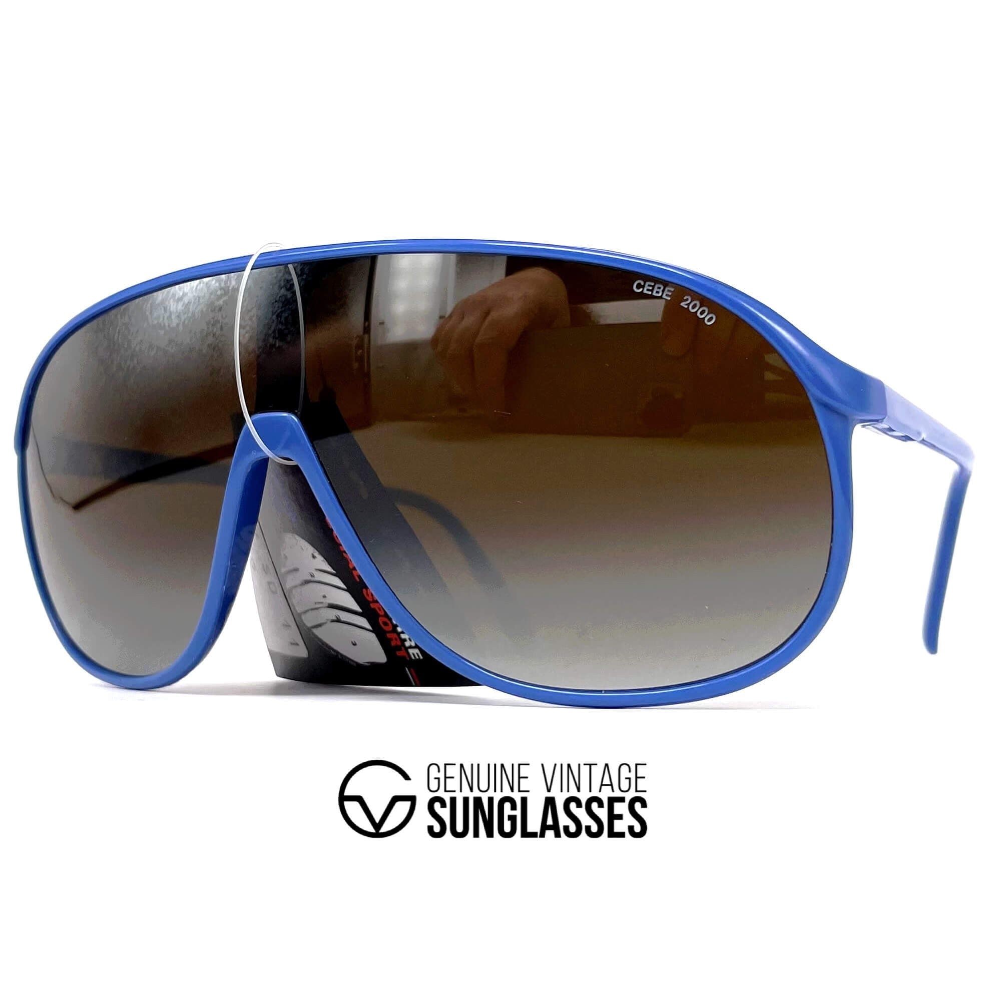Vintage CEBE 1907 blue mirrored shield sports sunglasses