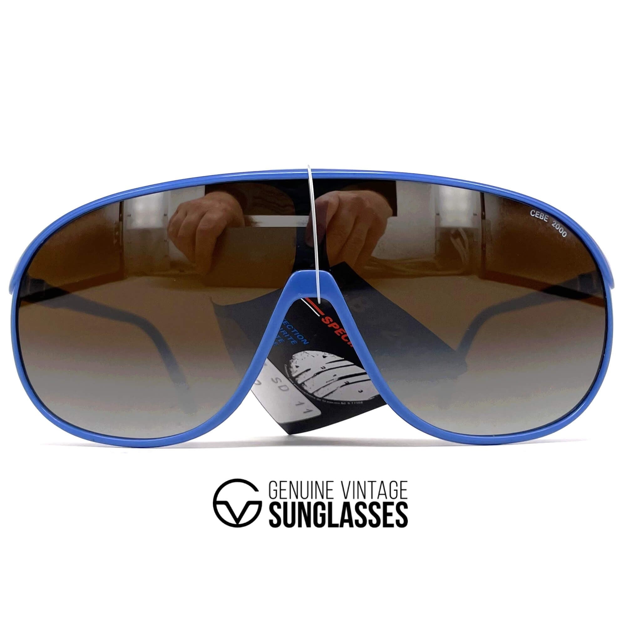 Vintage CEBE 1907 blue mirrored shield sports sunglasses