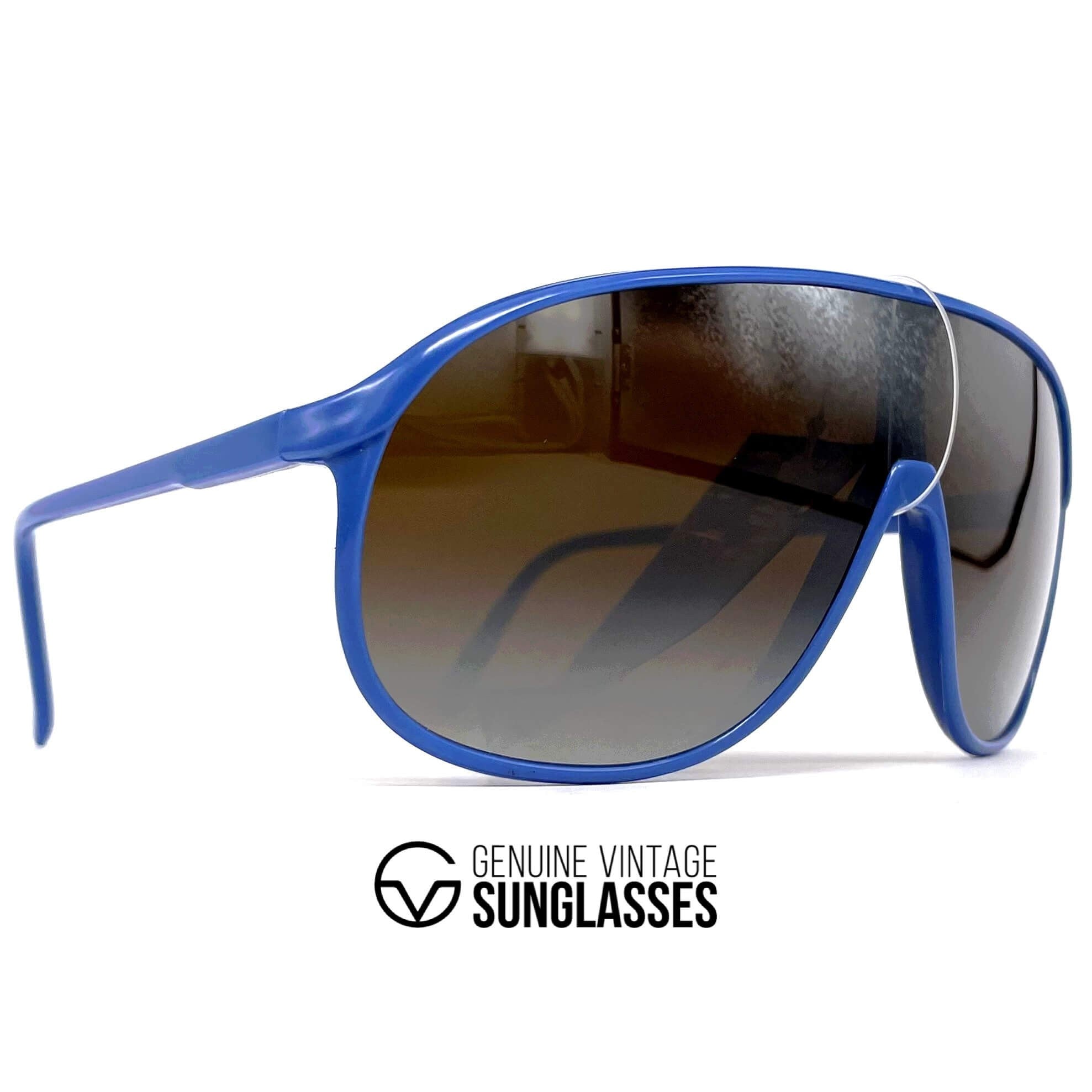 Vintage CEBE 1907 blue mirrored shield sports sunglasses