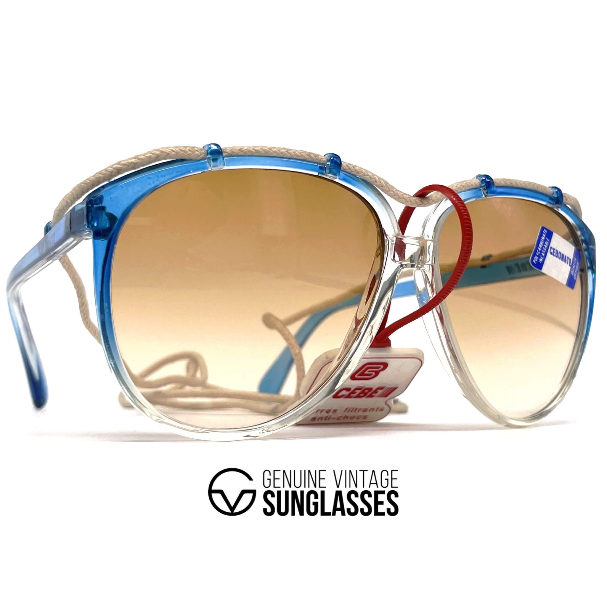 Vintage CEBE 1912 Cebonate blue crystal rare sports sunglasses