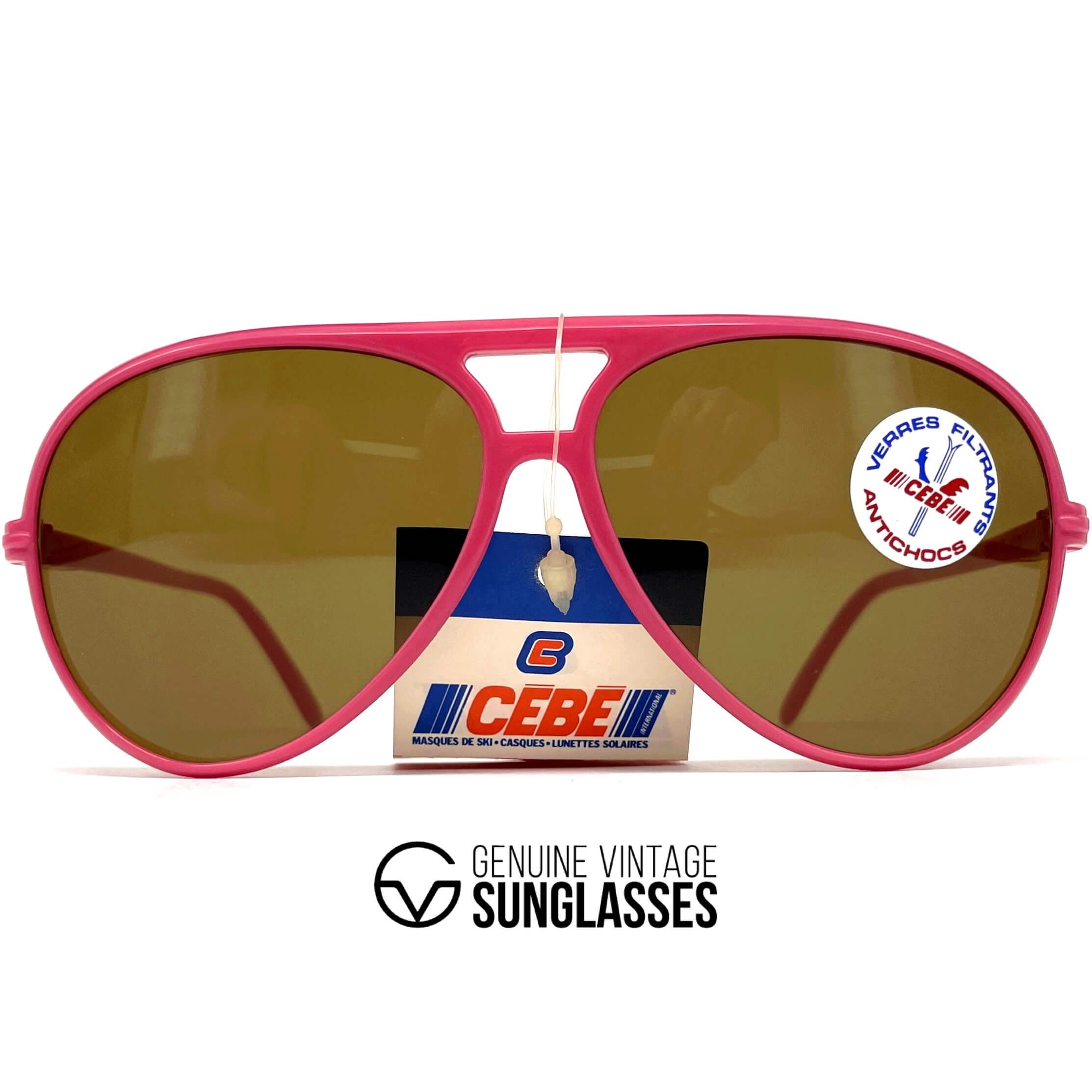 Vintage CEBE 1938 red tempered glass mineral aviator sunglasses