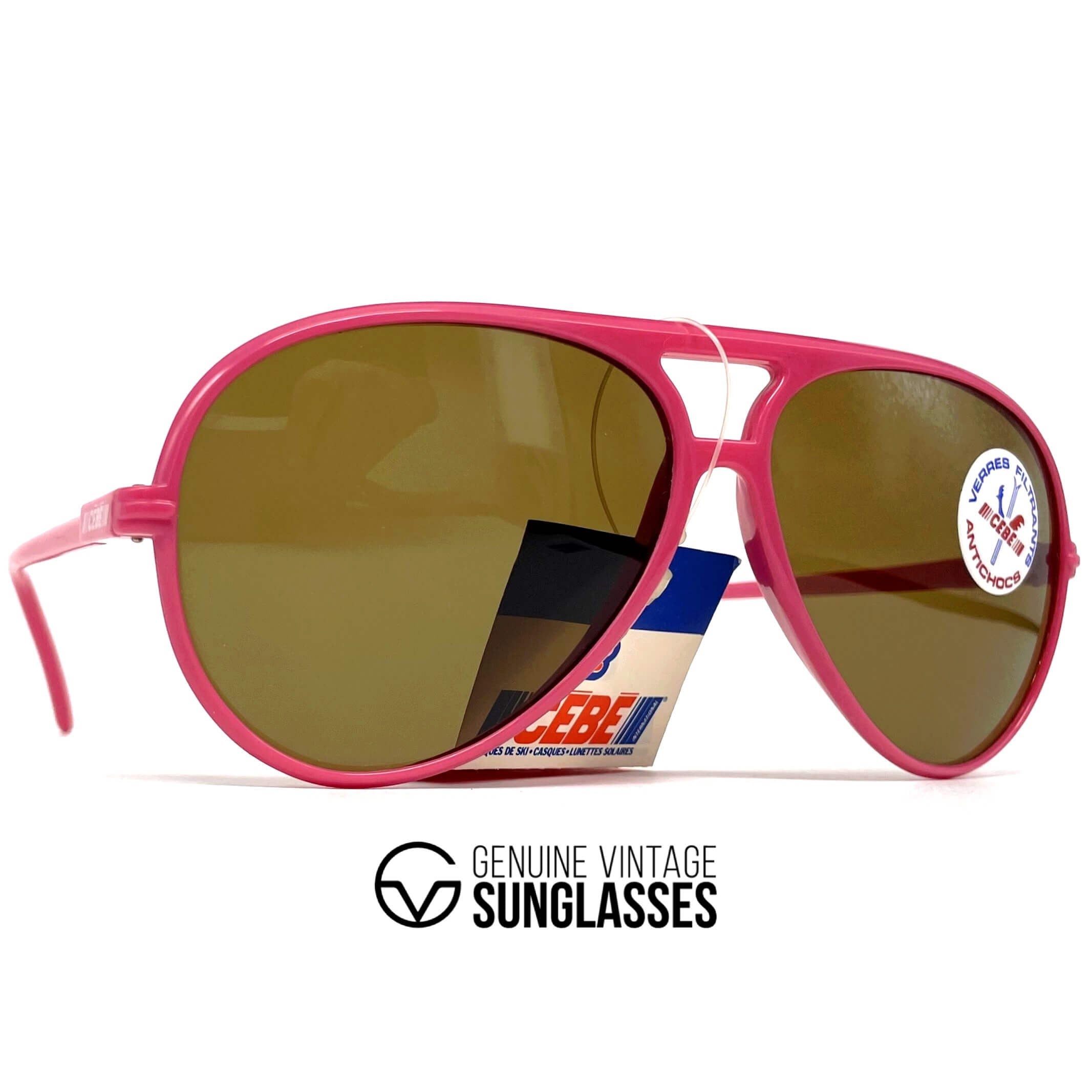 Vintage CEBE 1938 red tempered glass mineral aviator sunglasses