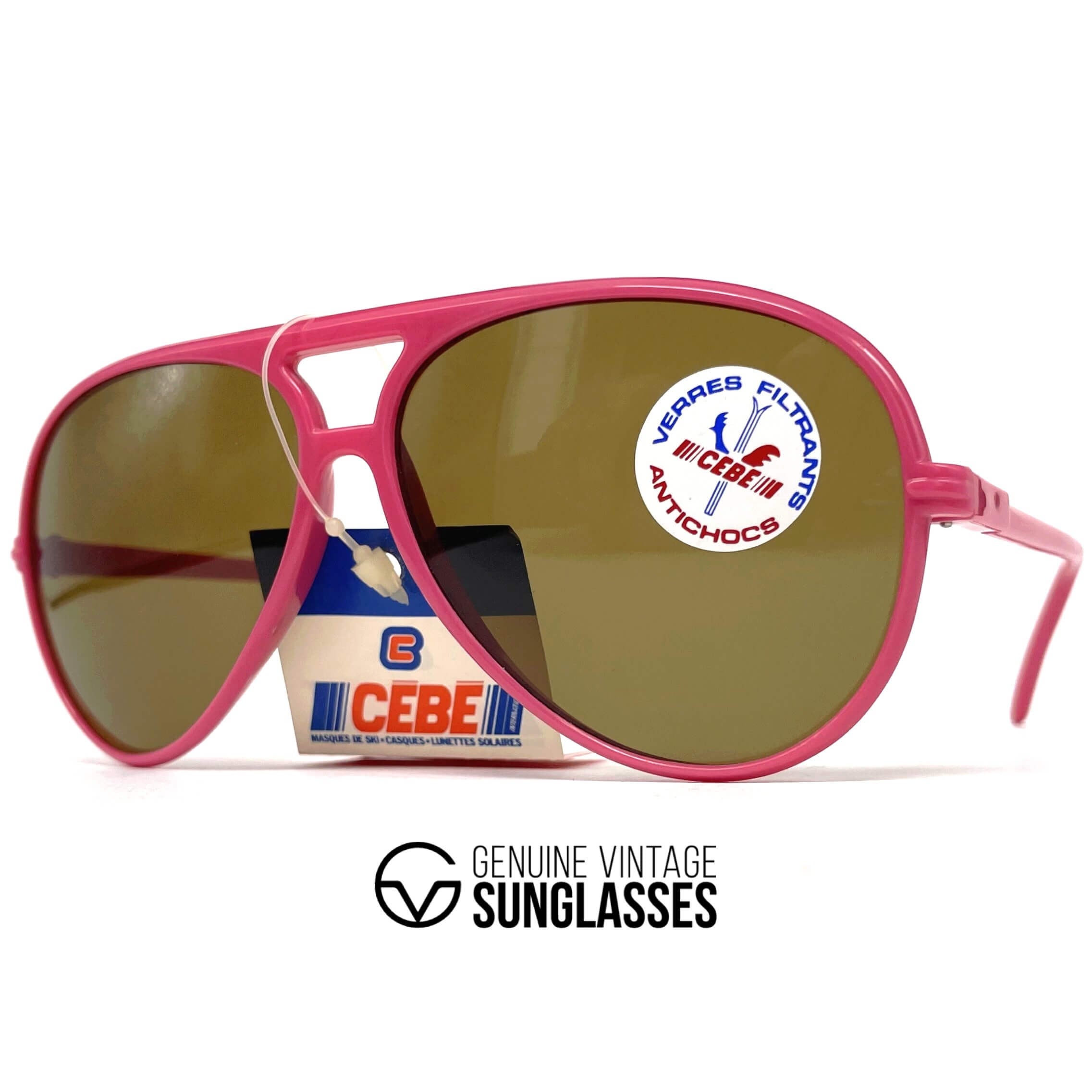 Vintage CEBE 1938 red tempered glass mineral aviator sunglasses