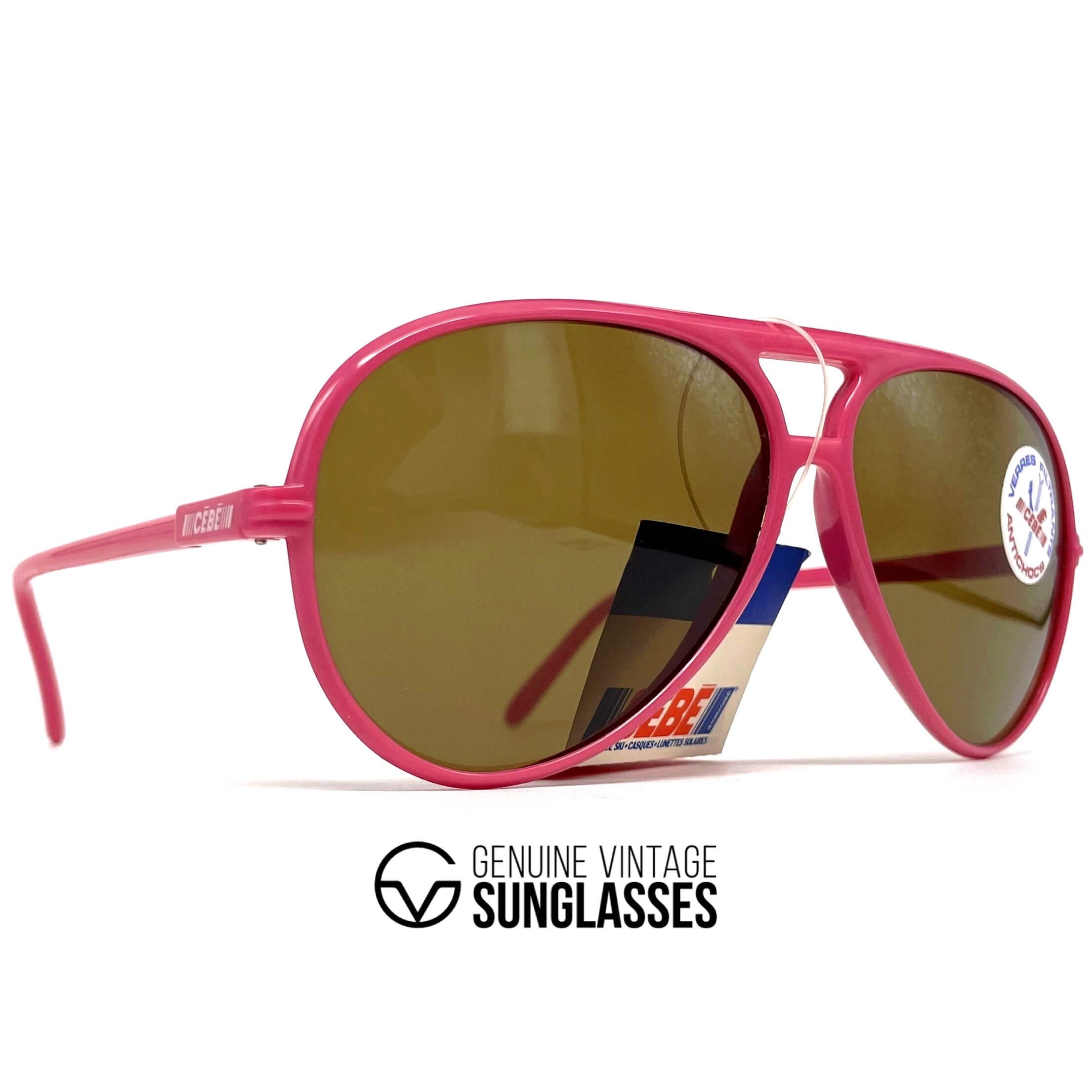 Vintage CEBE 1938 red tempered glass mineral aviator sunglasses