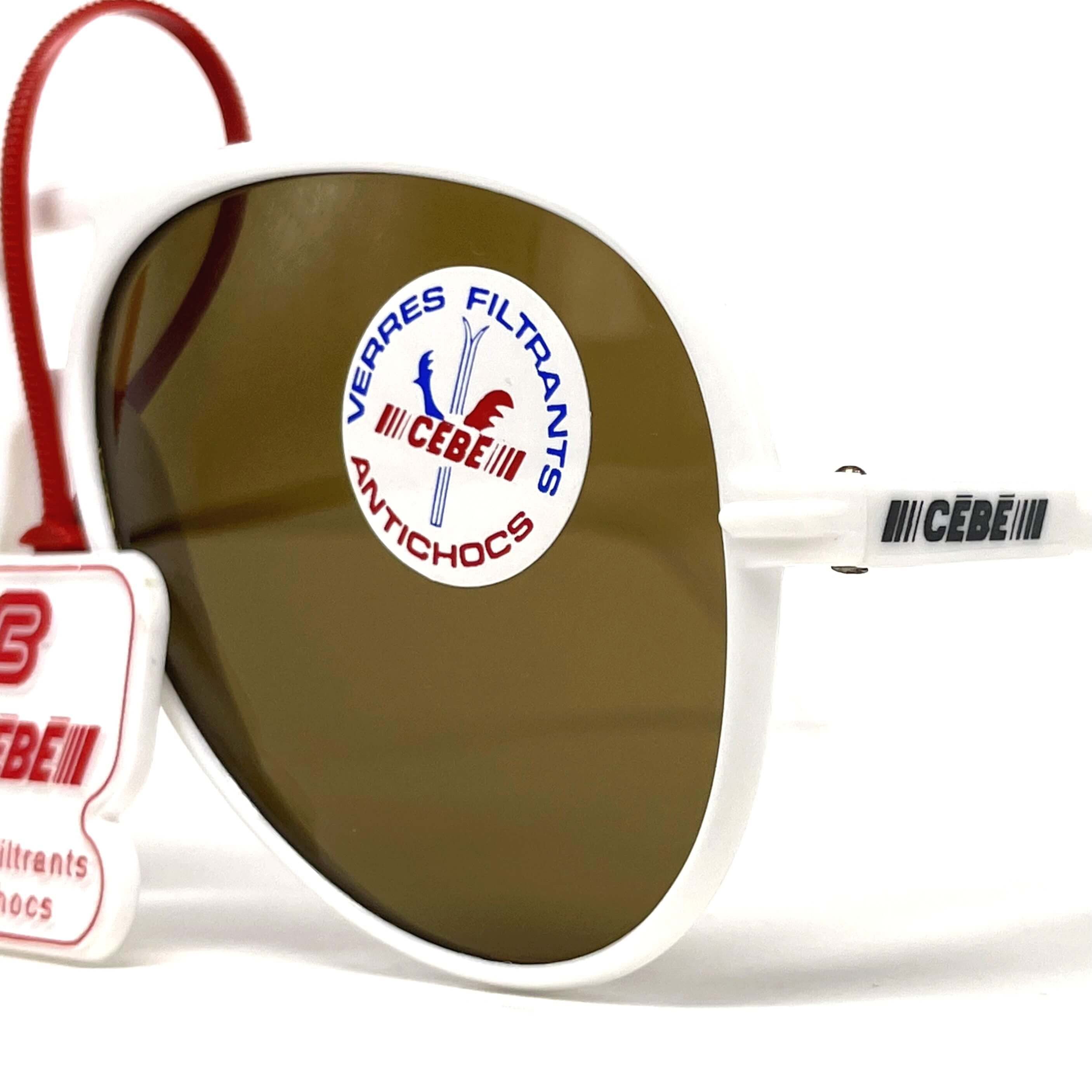 Vintage CEBE 1938 white tempered glass mineral aviator sunglasses