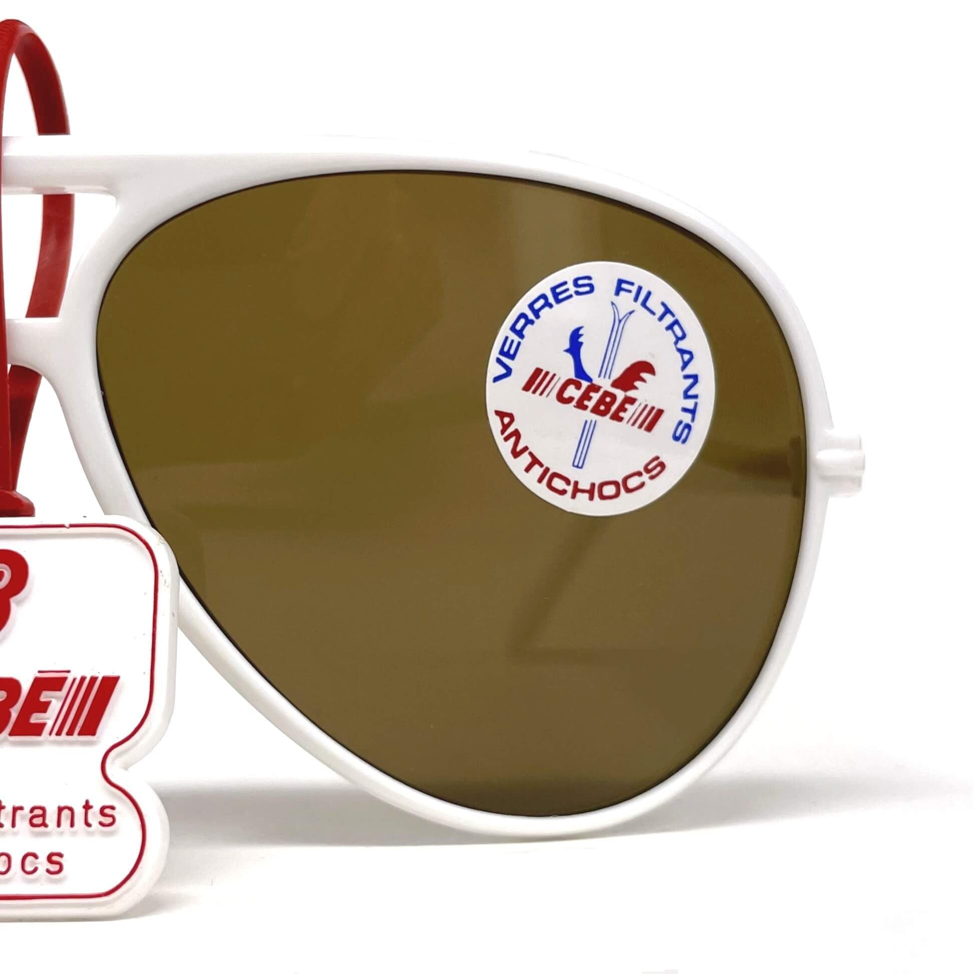 Vintage CEBE 1938 white tempered glass mineral aviator sunglasses