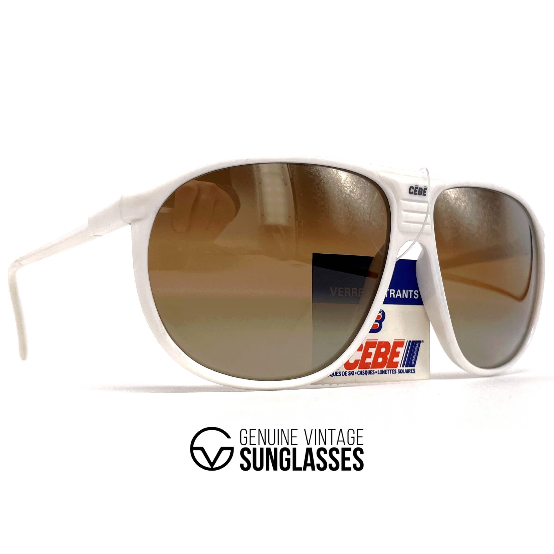 Vintage CEBE 1941 white aviator designer sunglasses