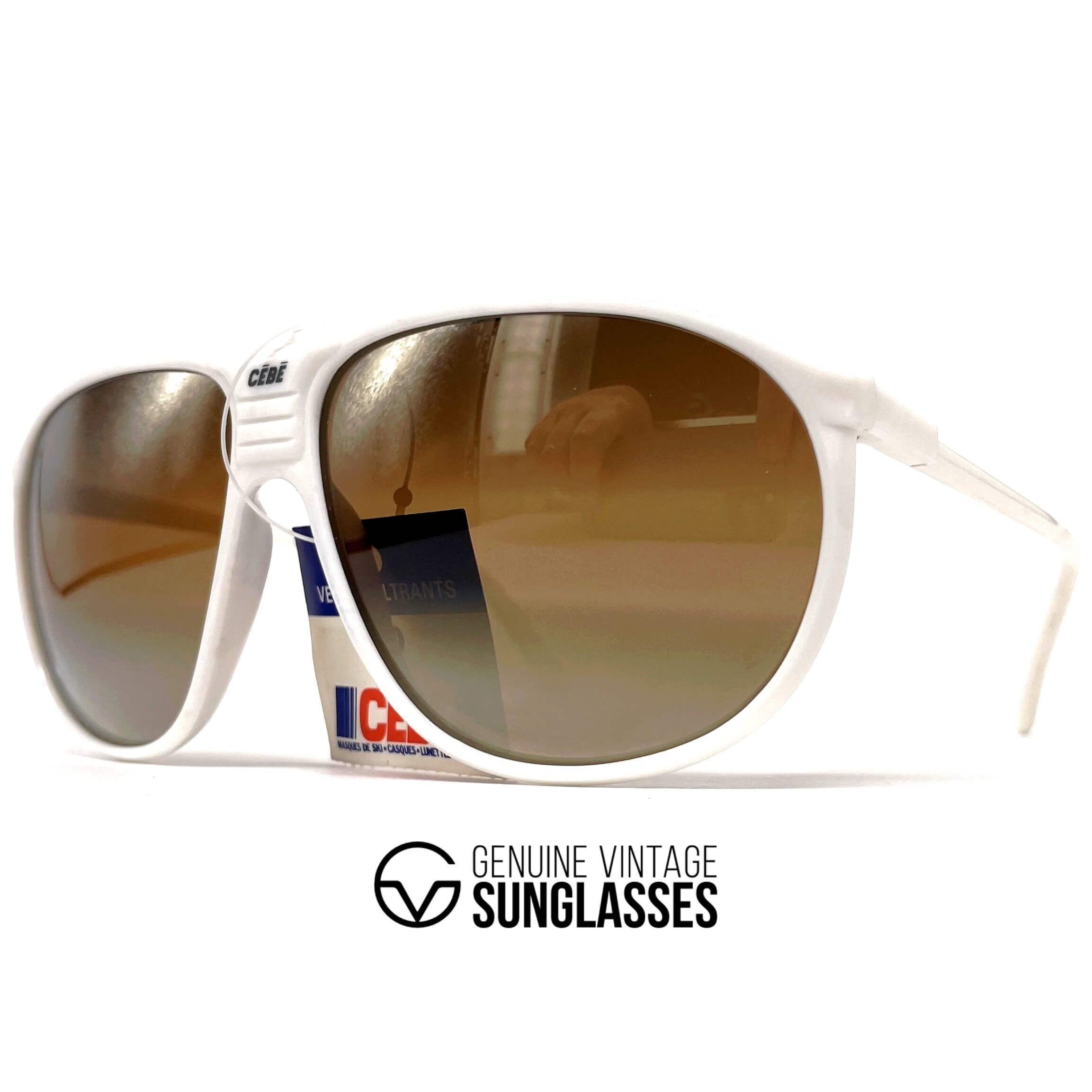 Vintage CEBE 1941 white aviator designer sunglasses