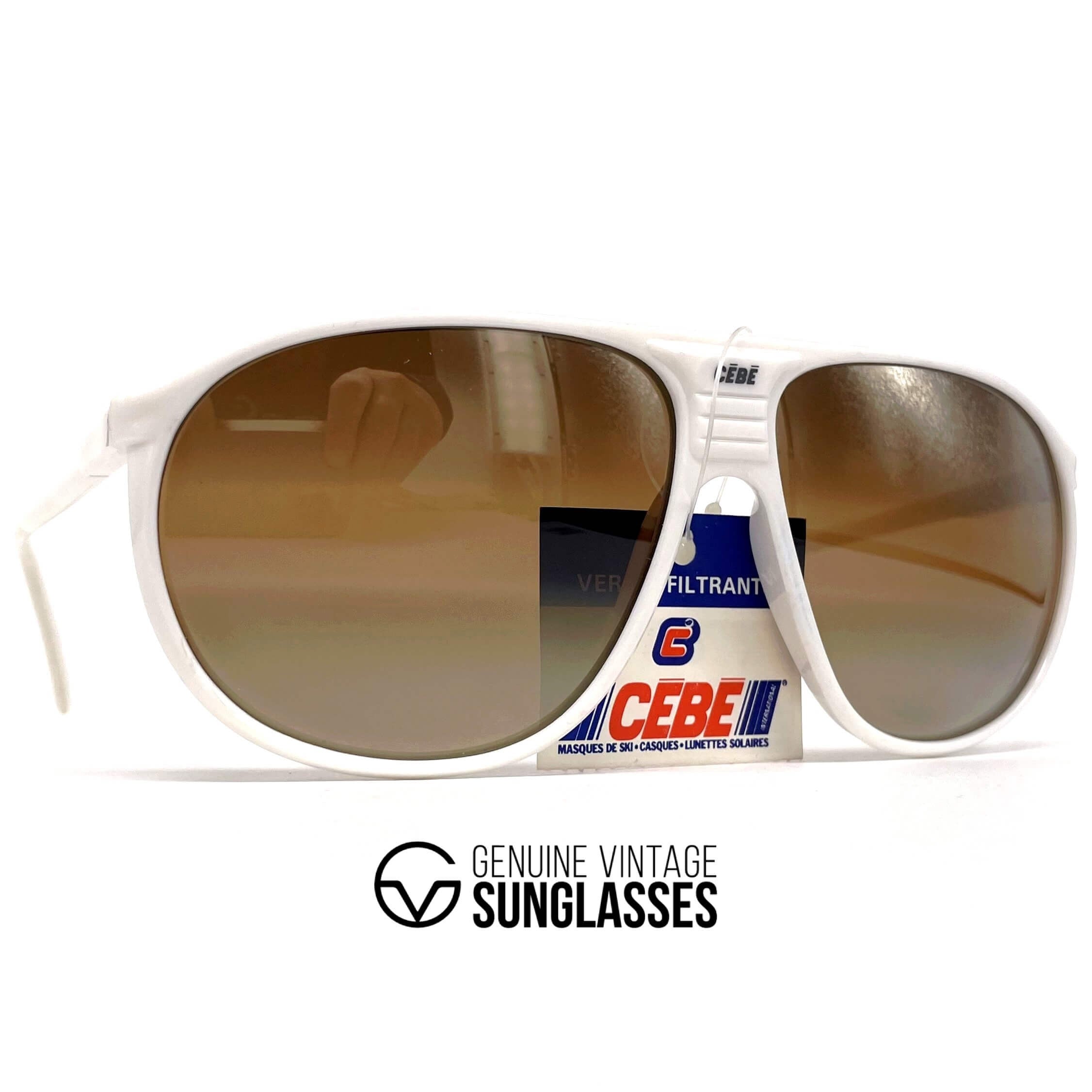 Vintage CEBE 1941 white aviator designer sunglasses
