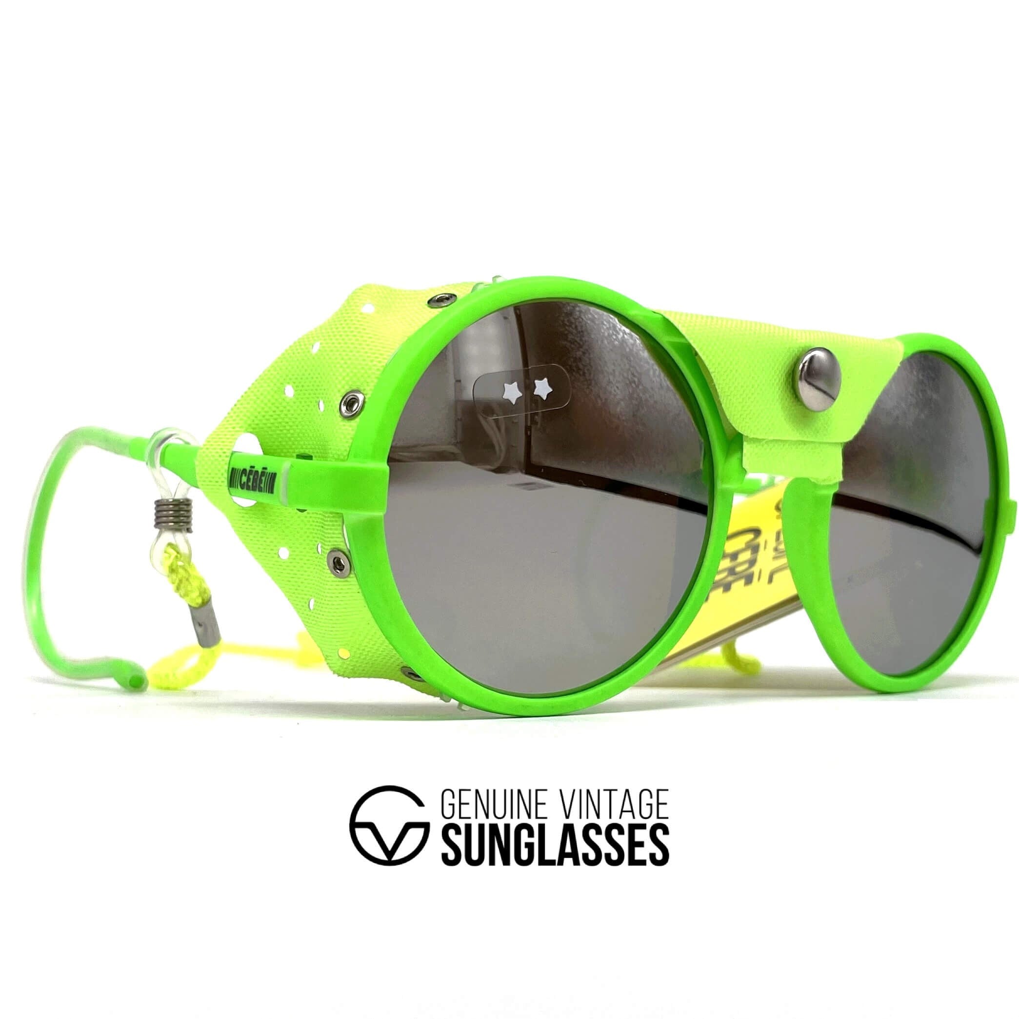 Vintage CEBE 1963 glacier green fluo mirrored sports sunglasses