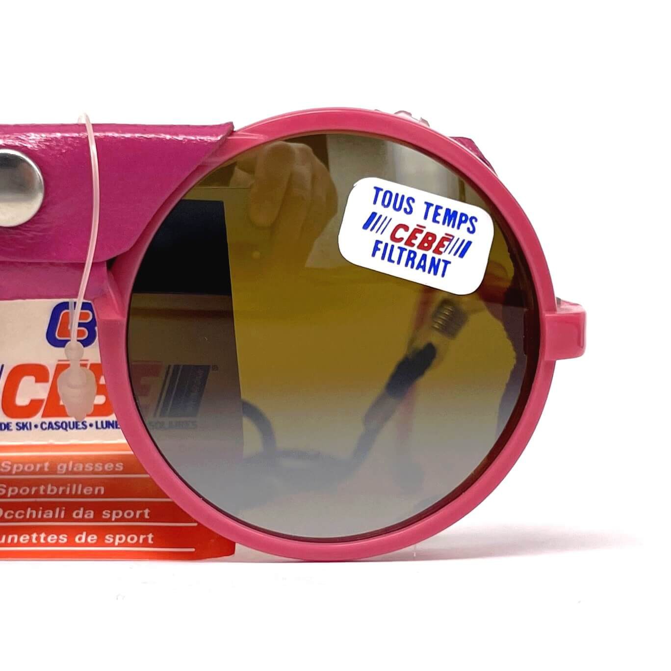 Vintage CEBE 1963 glacier pink round leather sports sunglasses