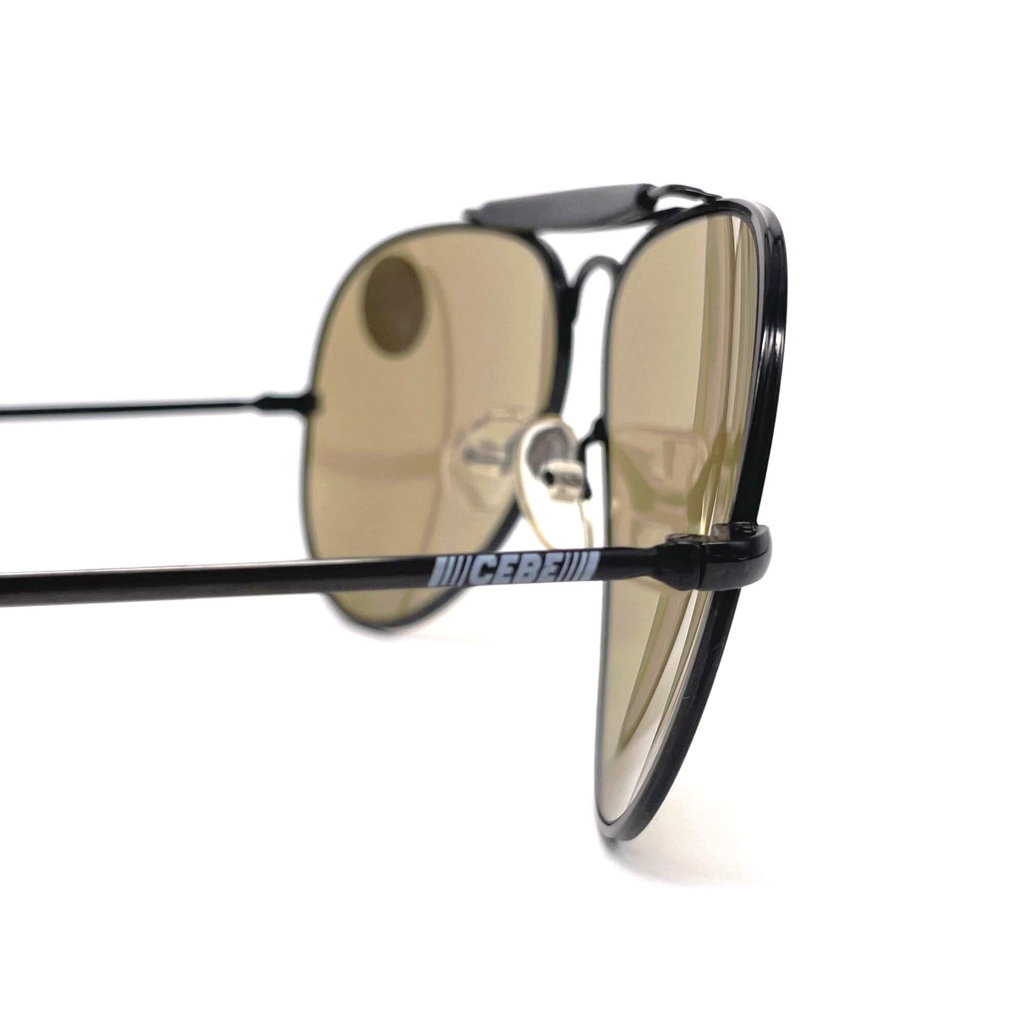 Vintage CEBE 198 Outdoorsman black aviator mineral sunglasses