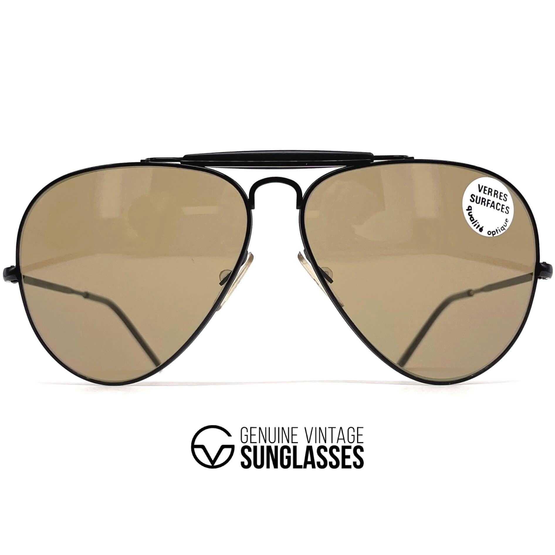 Vintage CEBE 198 Outdoorsman black aviator mineral sunglasses