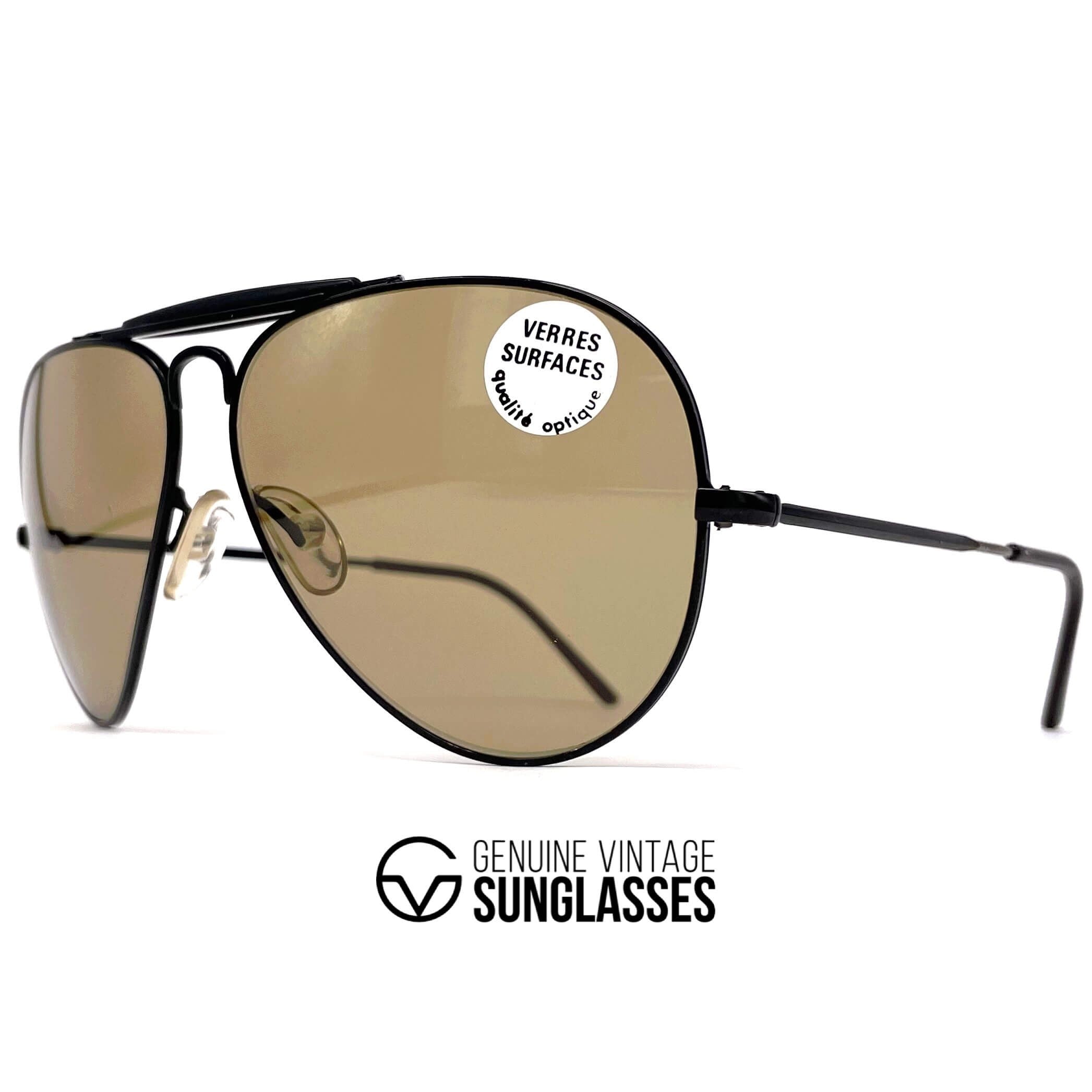 Vintage CEBE 198 Outdoorsman black aviator mineral sunglasses