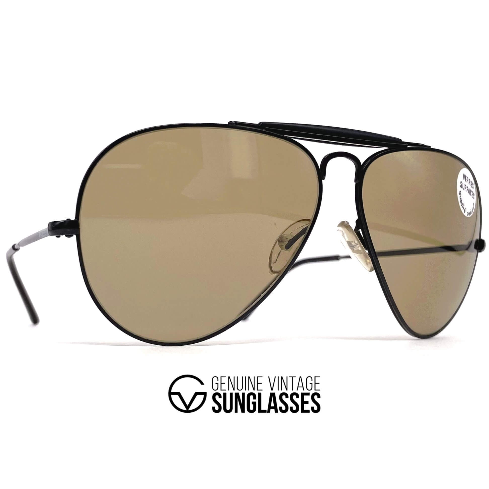 Vintage CEBE 198 Outdoorsman black aviator mineral sunglasses