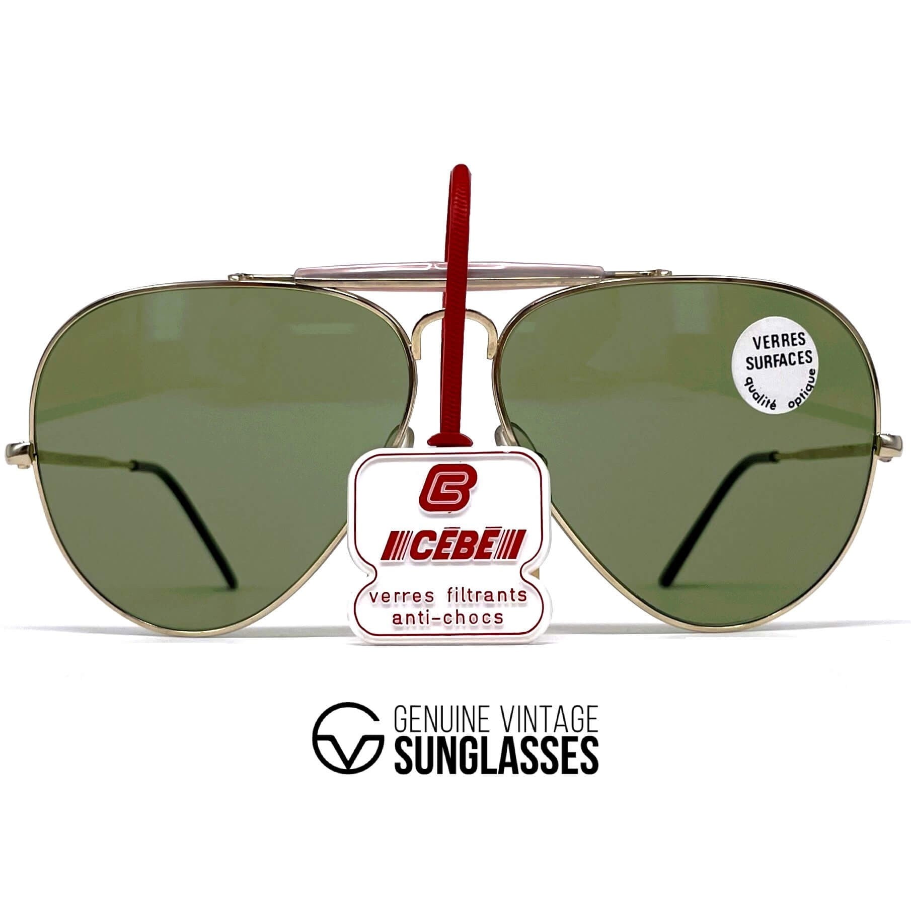 Vintage CEBE 198 Outdoorsman gold aviator mineral sunglasses