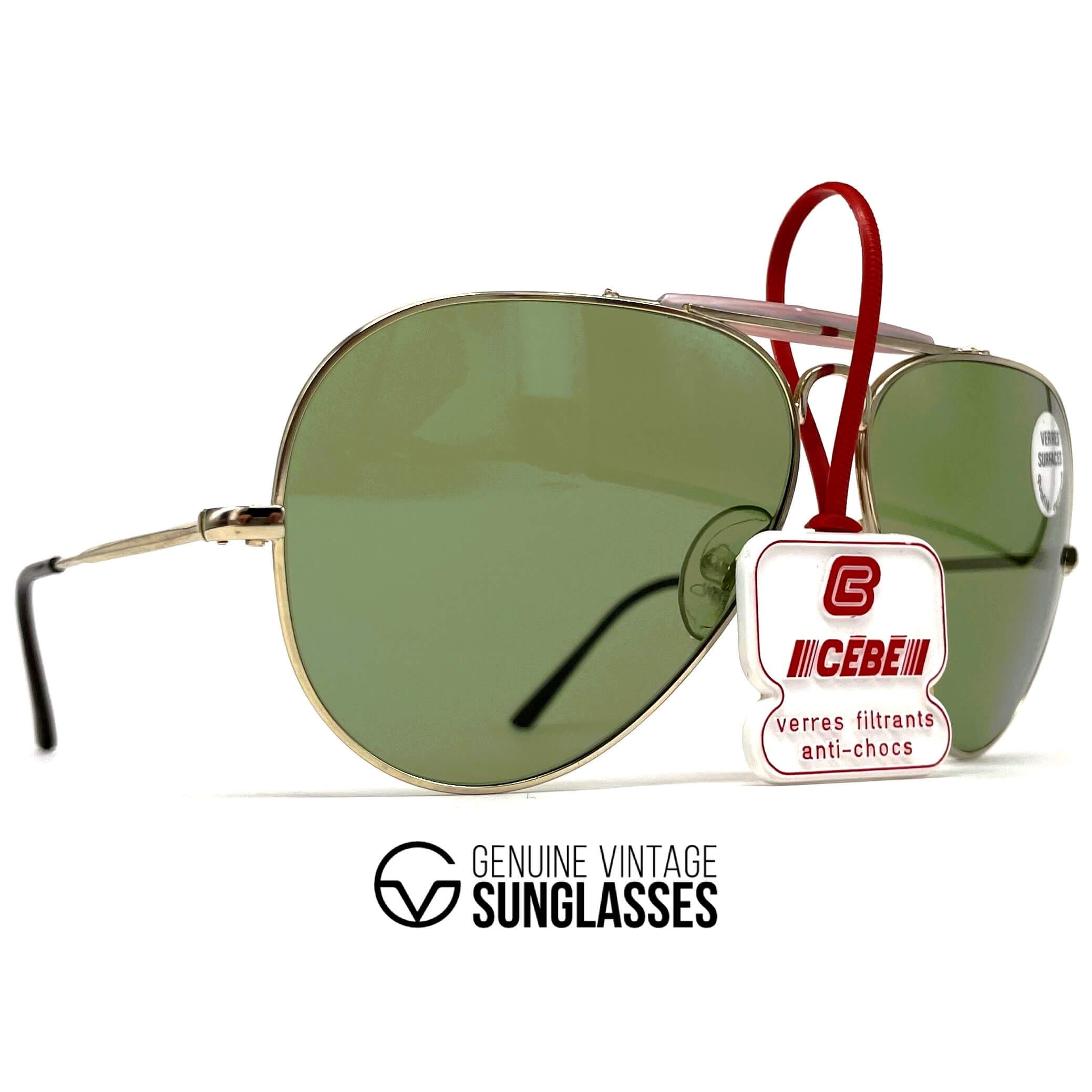 Vintage CEBE 198 Outdoorsman gold aviator mineral sunglasses