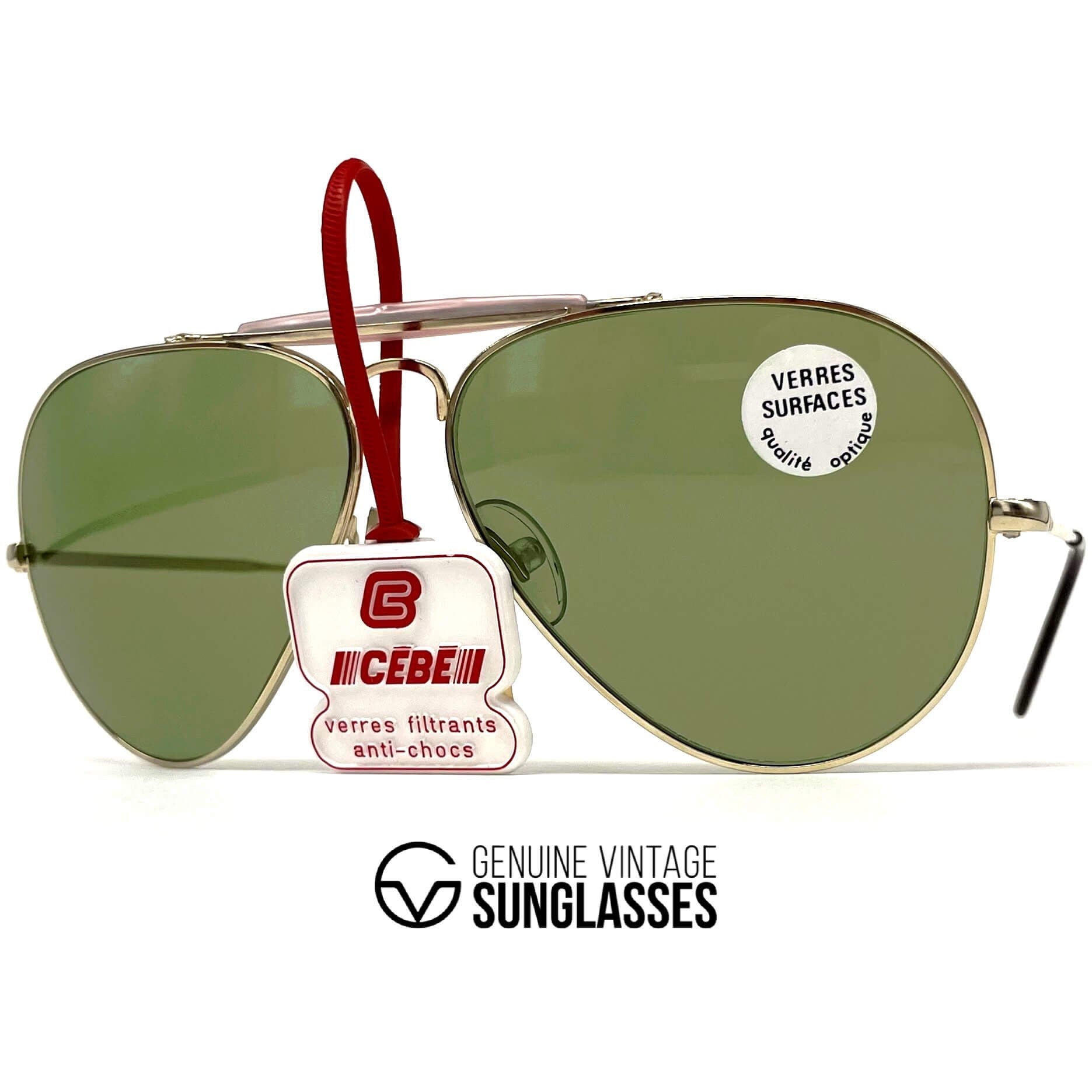 Vintage CEBE 198 Outdoorsman gold aviator mineral sunglasses