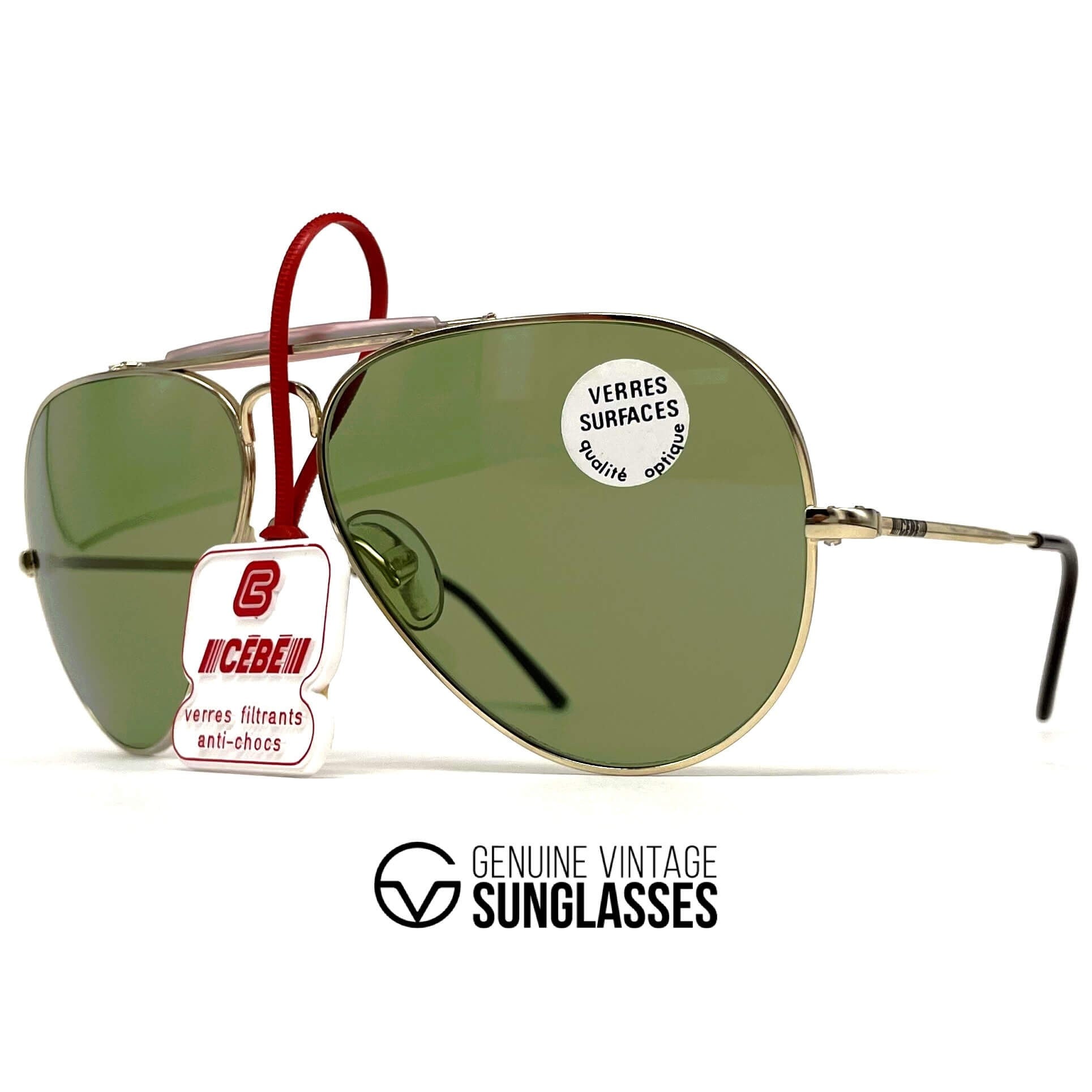 Vintage CEBE 198 Outdoorsman gold aviator mineral sunglasses