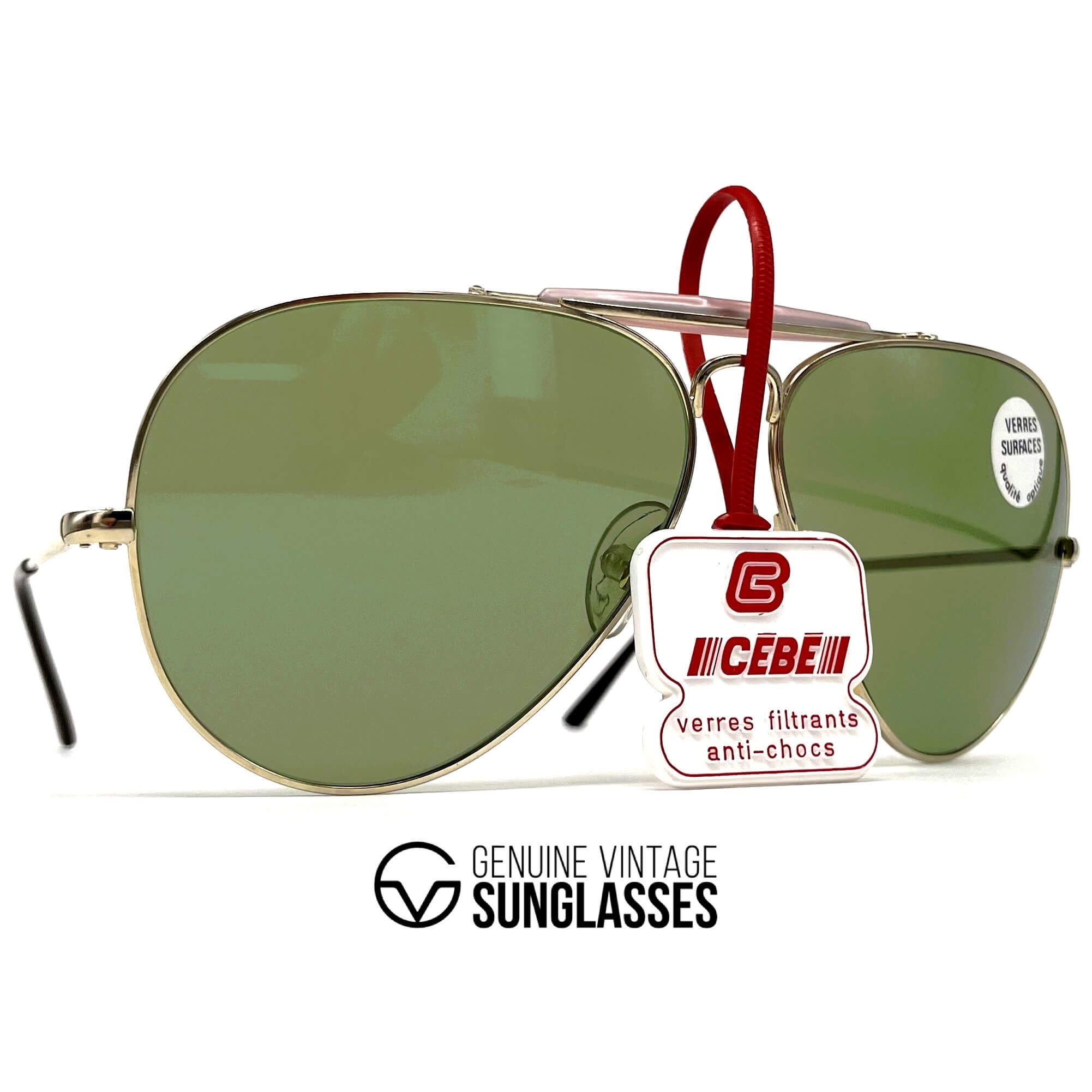 Vintage CEBE 198 Outdoorsman gold aviator mineral sunglasses