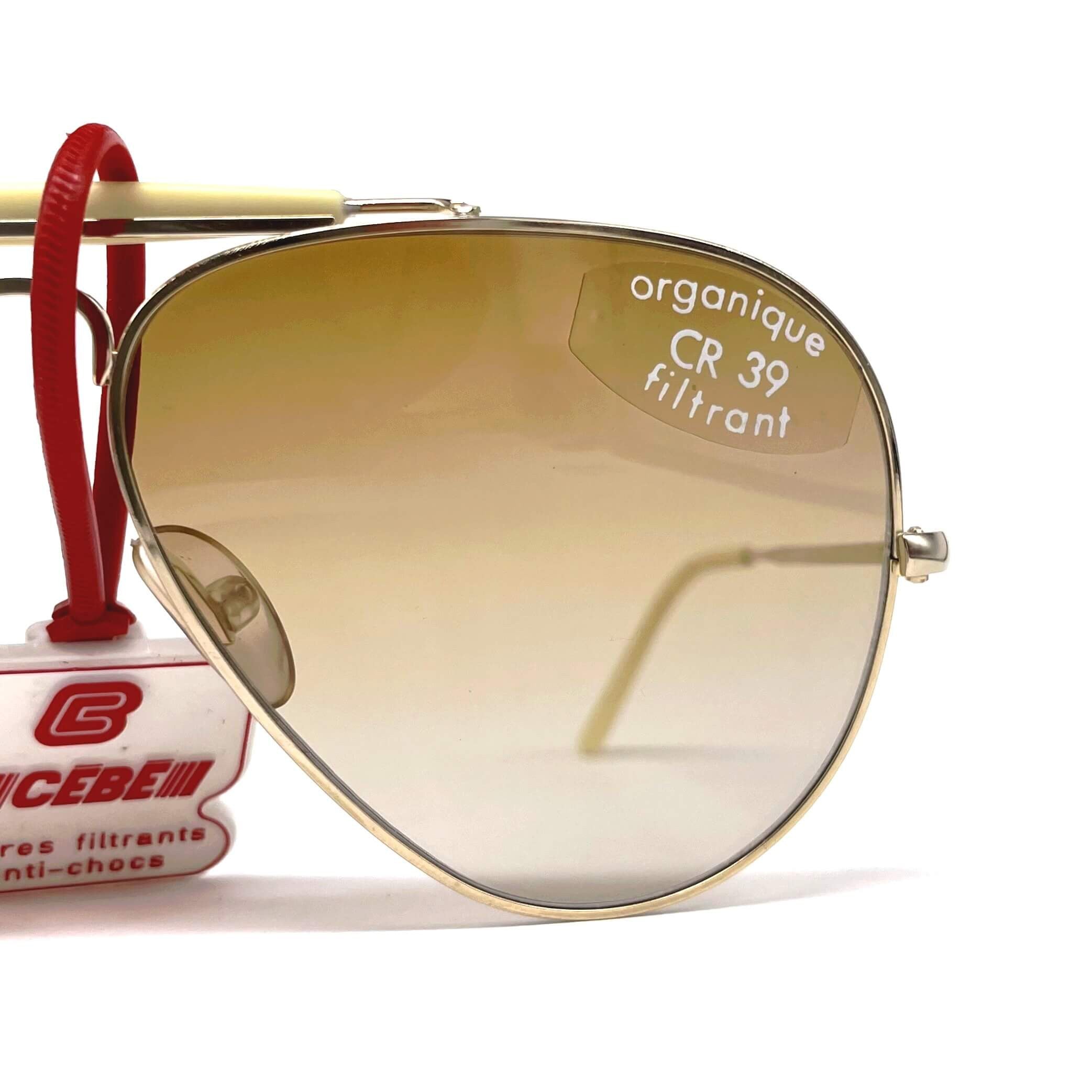 Vintage CEBE 198 Outdoorsman gold metal aviator sunglasses