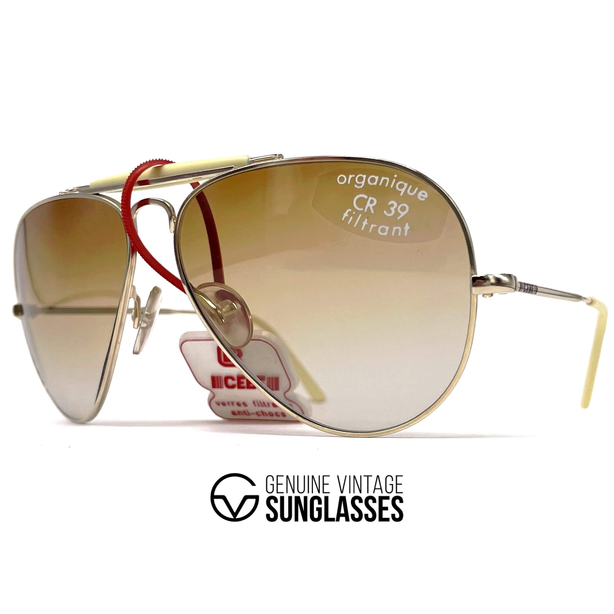 Vintage CEBE 198 Outdoorsman gold metal aviator sunglasses