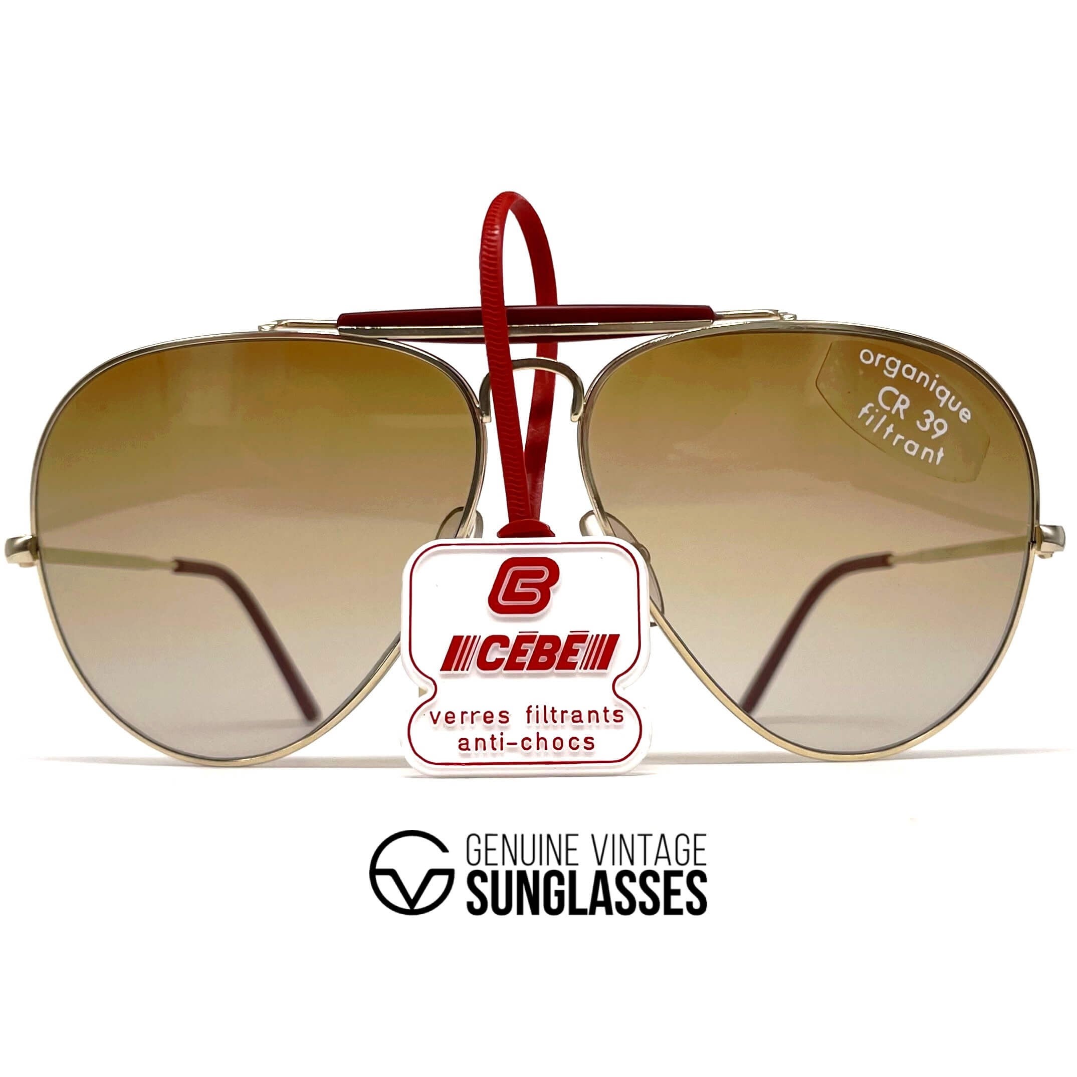 Vintage CEBE 198 Outdoorsman gold metal aviator sunglasses