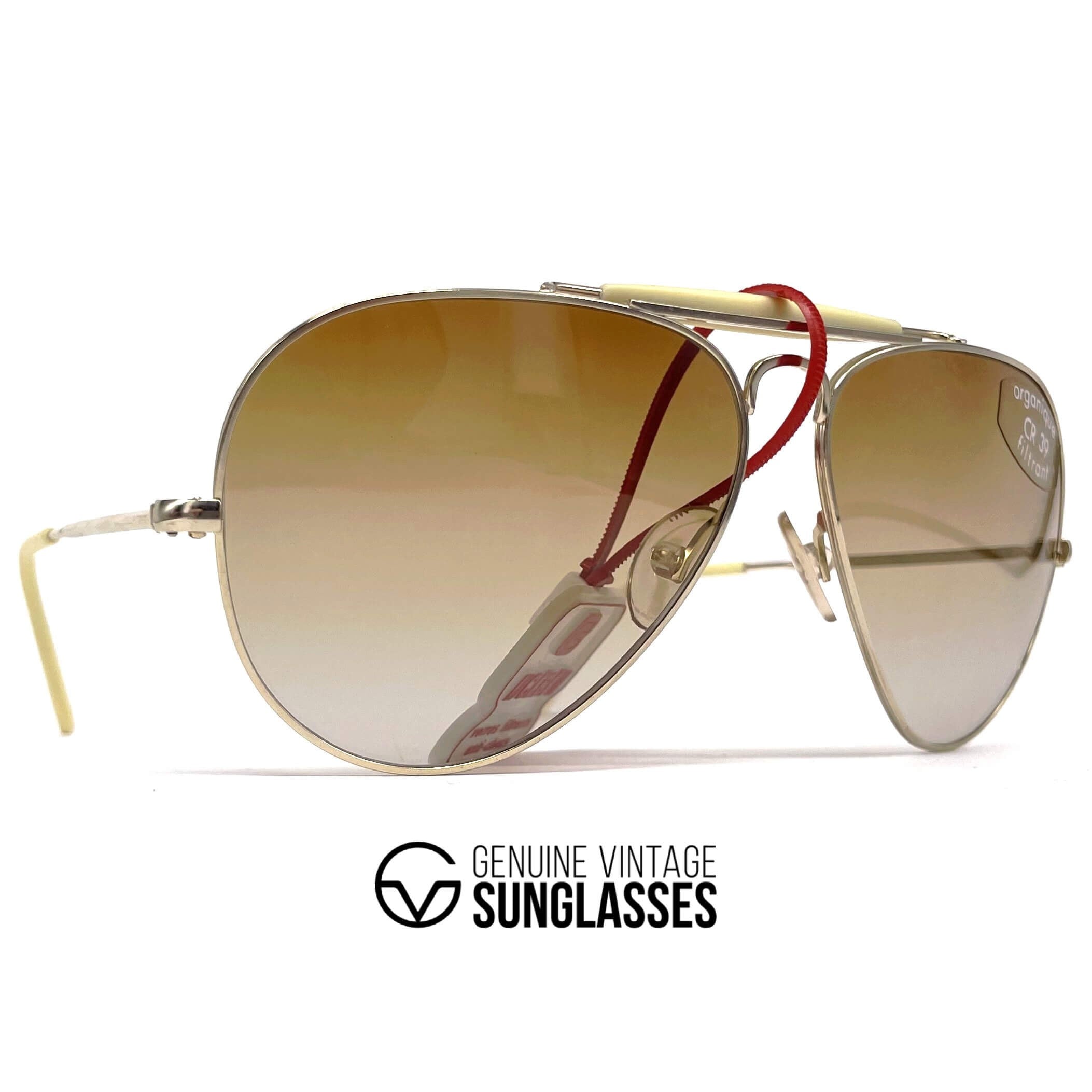 Vintage CEBE 198 Outdoorsman gold metal aviator sunglasses