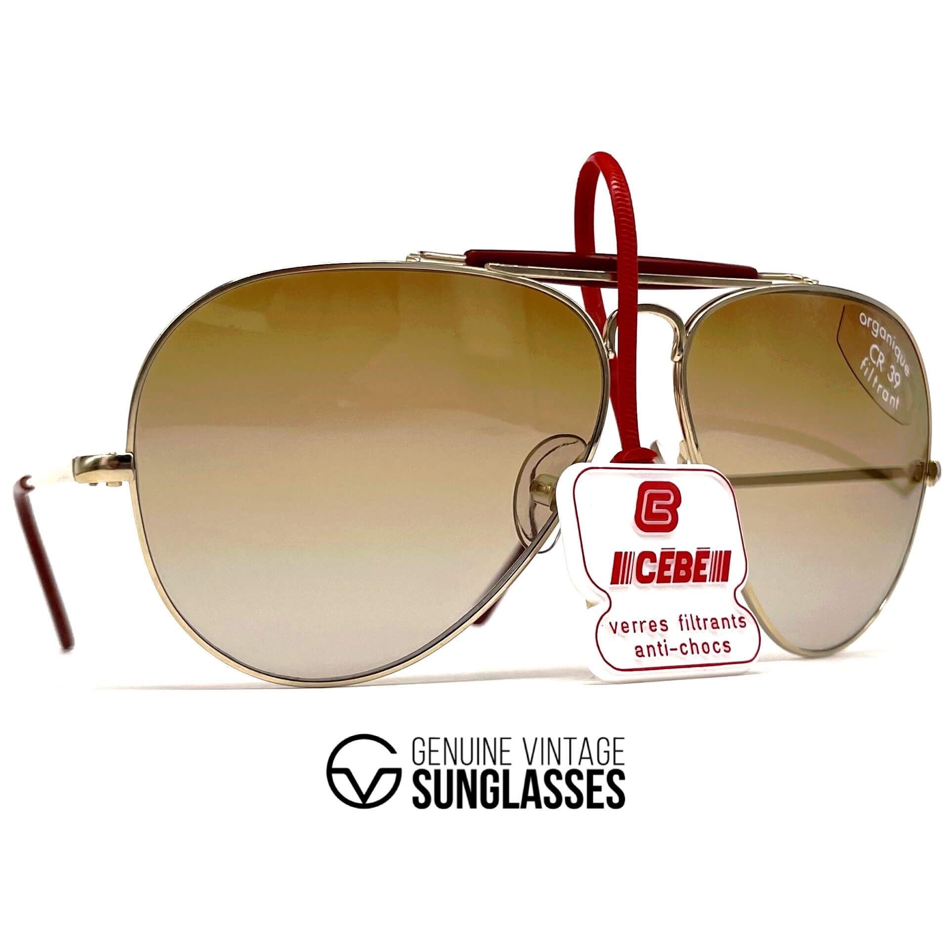 Vintage CEBE 198 Outdoorsman gold metal aviator sunglasses