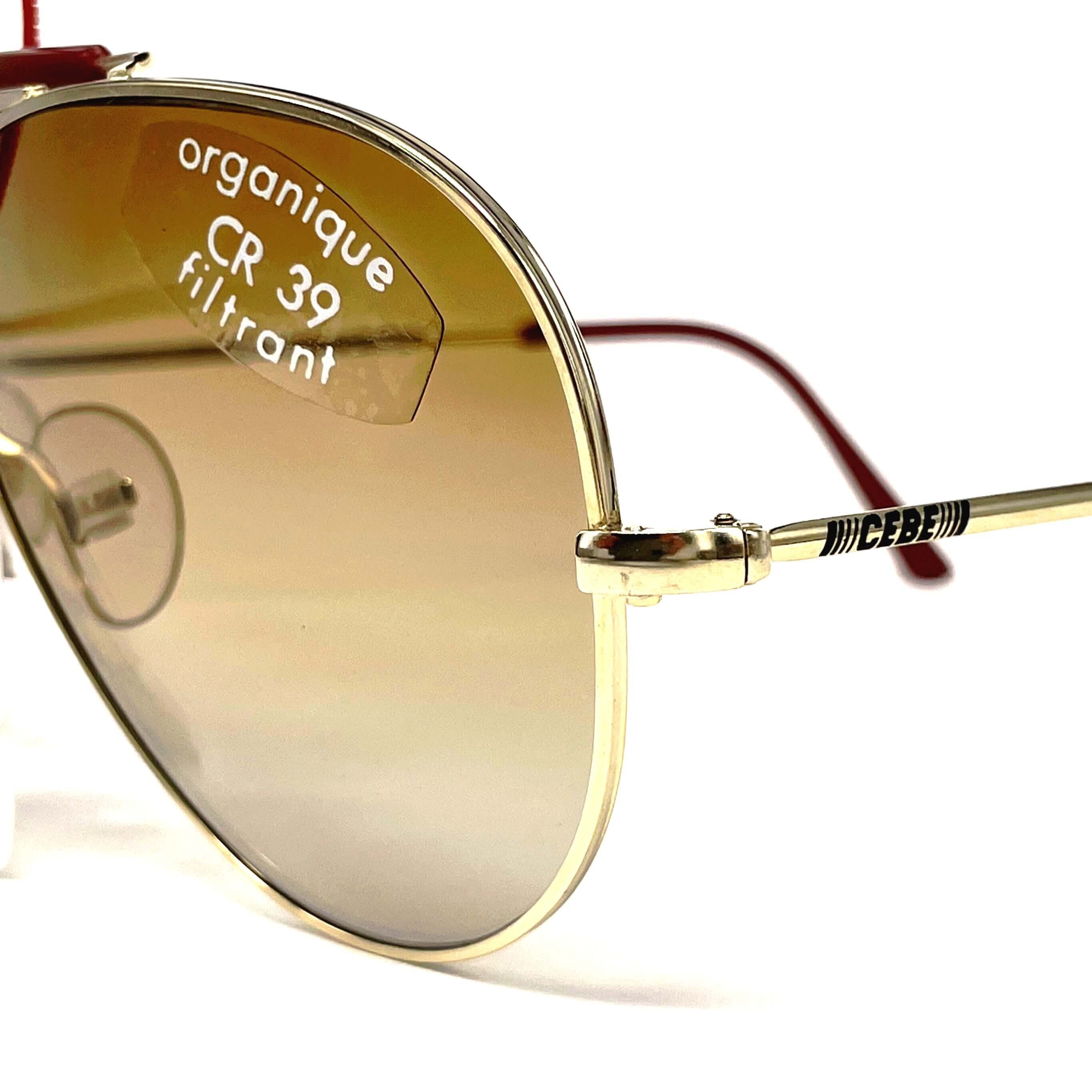 Vintage CEBE 198 Outdoorsman gold metal aviator sunglasses