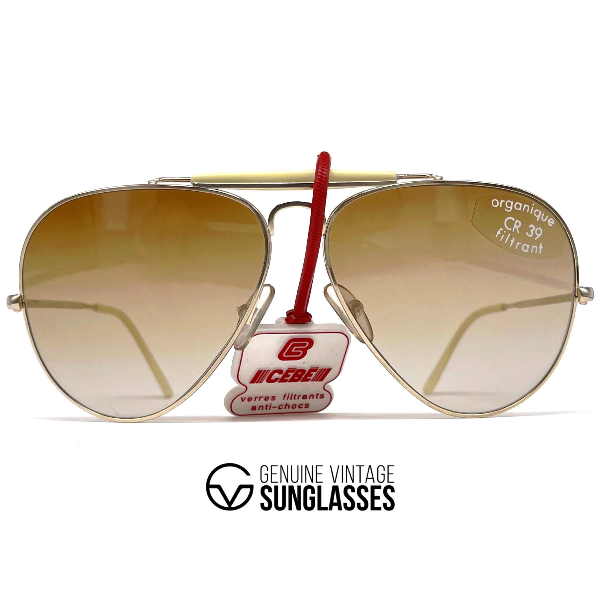 Vintage CEBE 198 Outdoorsman gold metal aviator sunglasses