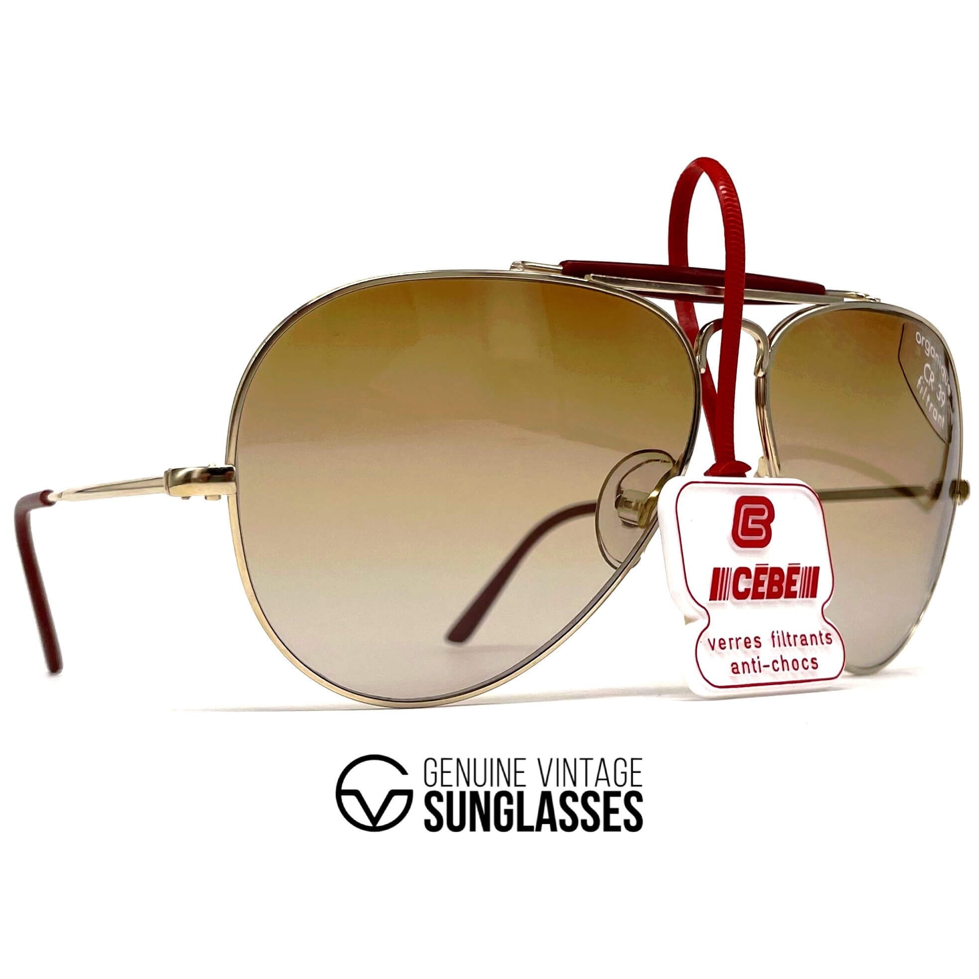 Vintage CEBE 198 Outdoorsman gold metal aviator sunglasses